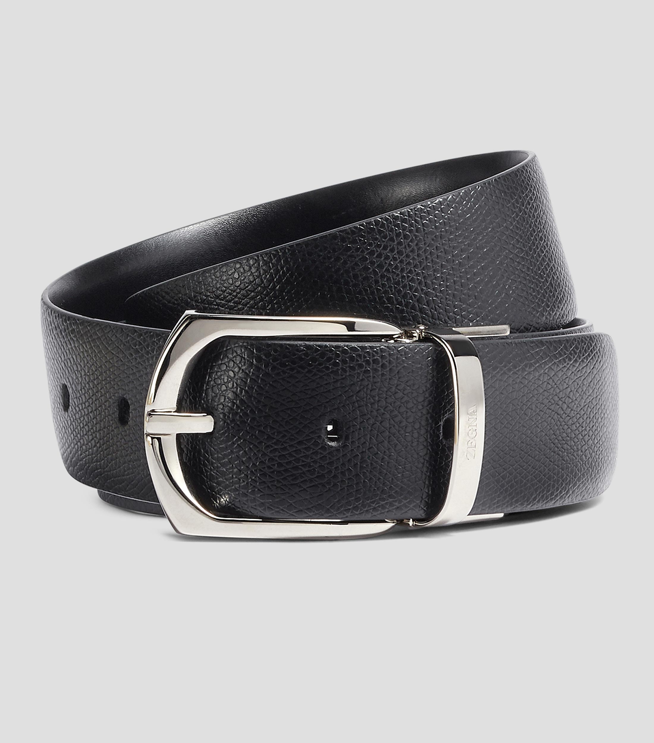 Cinturón reversible en piel negra Hombre