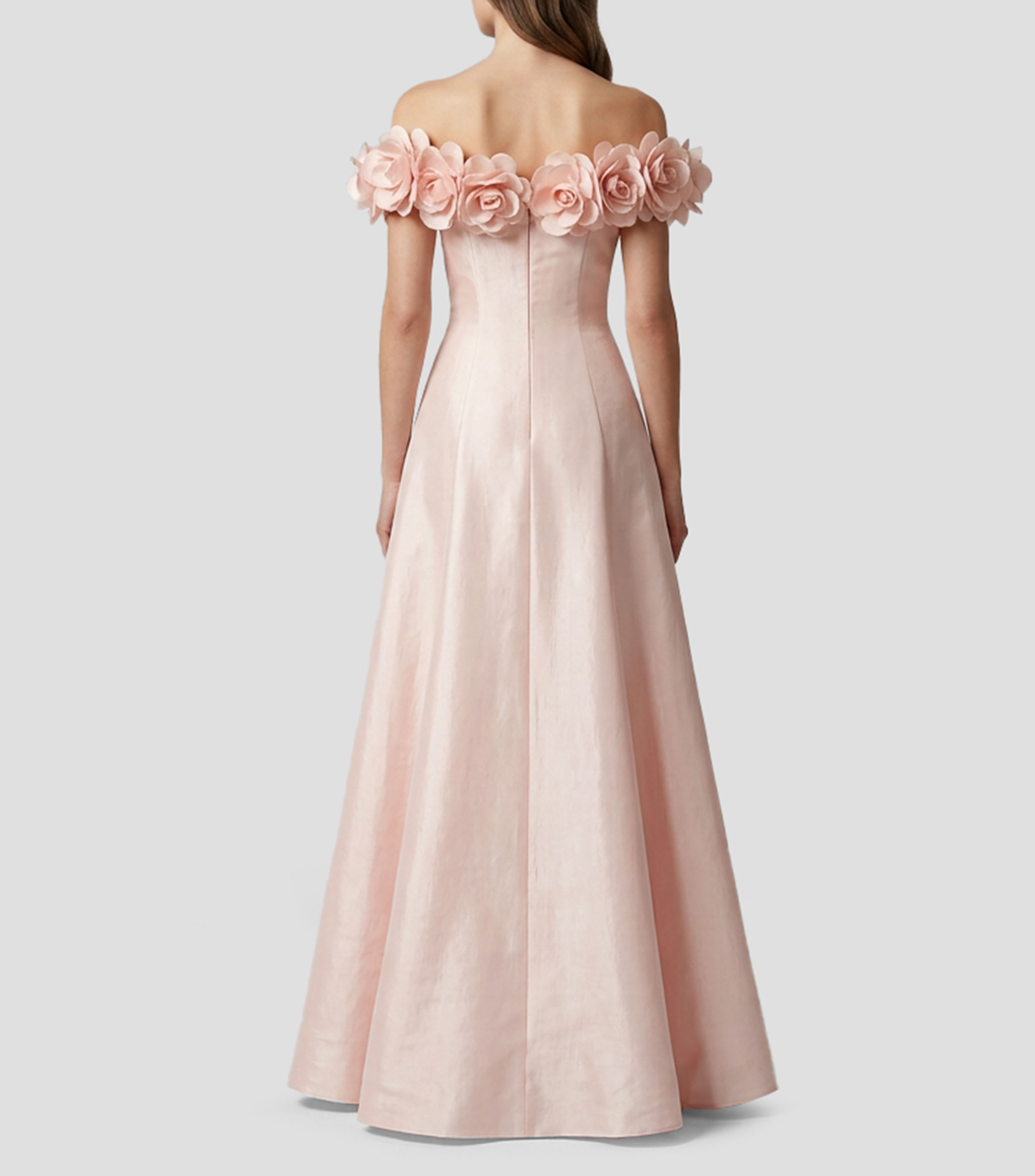 Vestido largo de fiesta liso floral Mujer