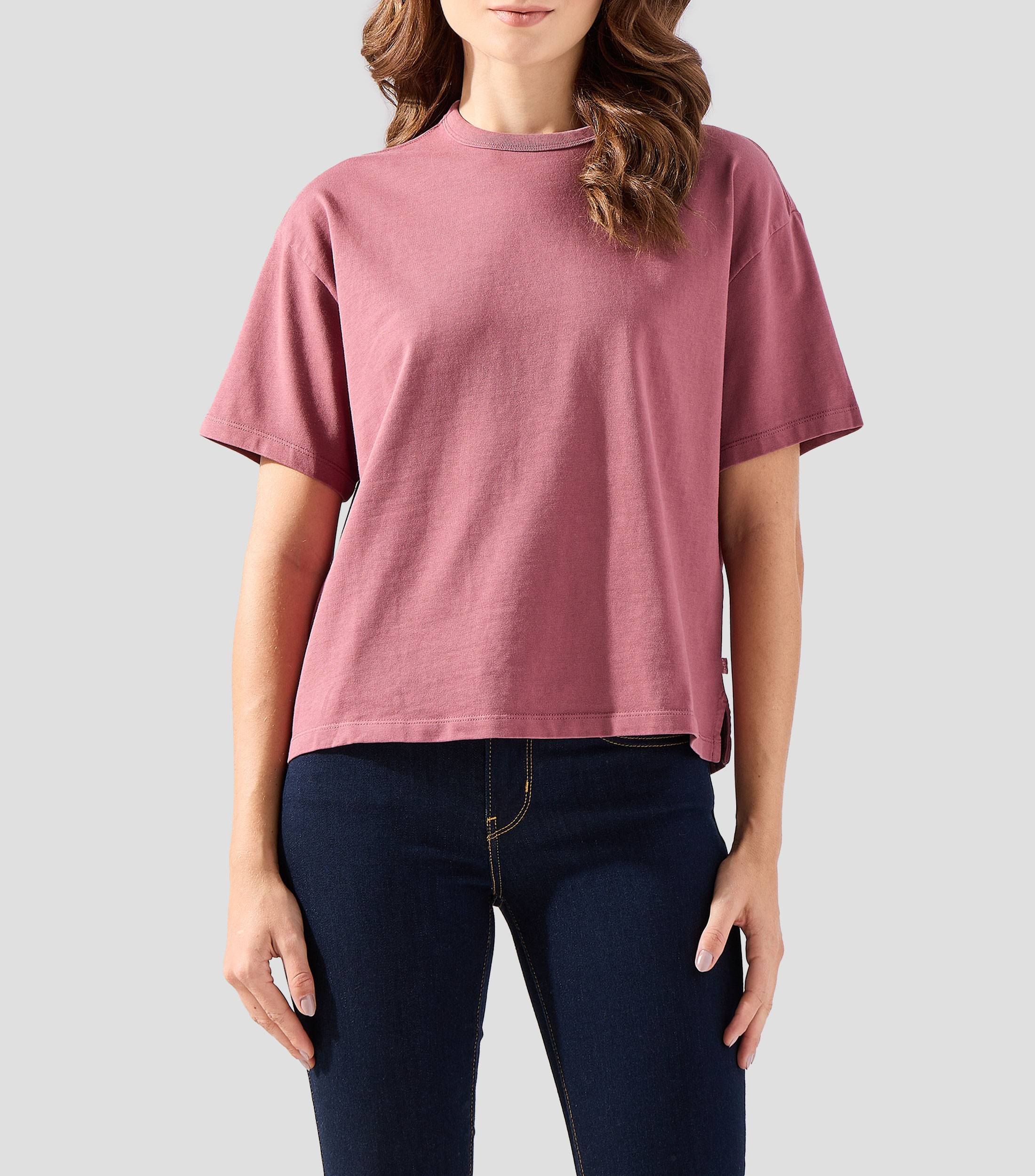 Playera cuello redondo manga corta lisa Mujer