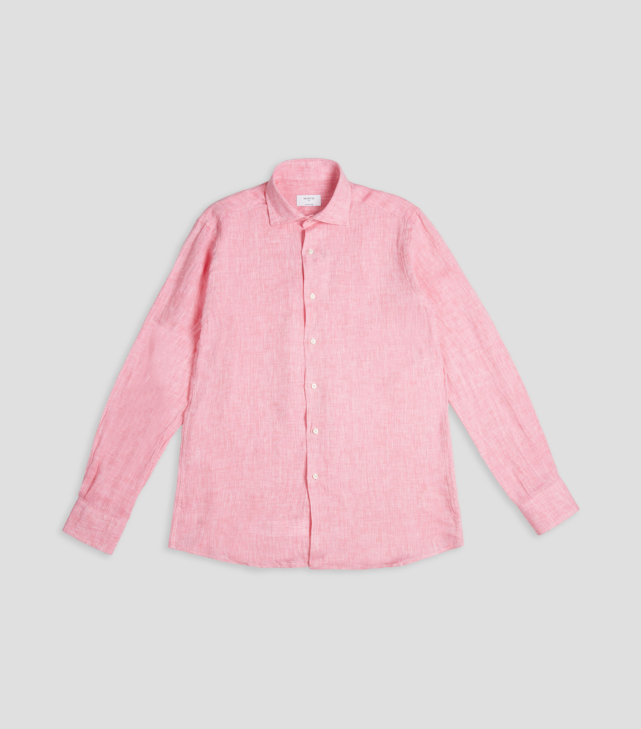 Camisa lisa de lino con manga larga Hombre
