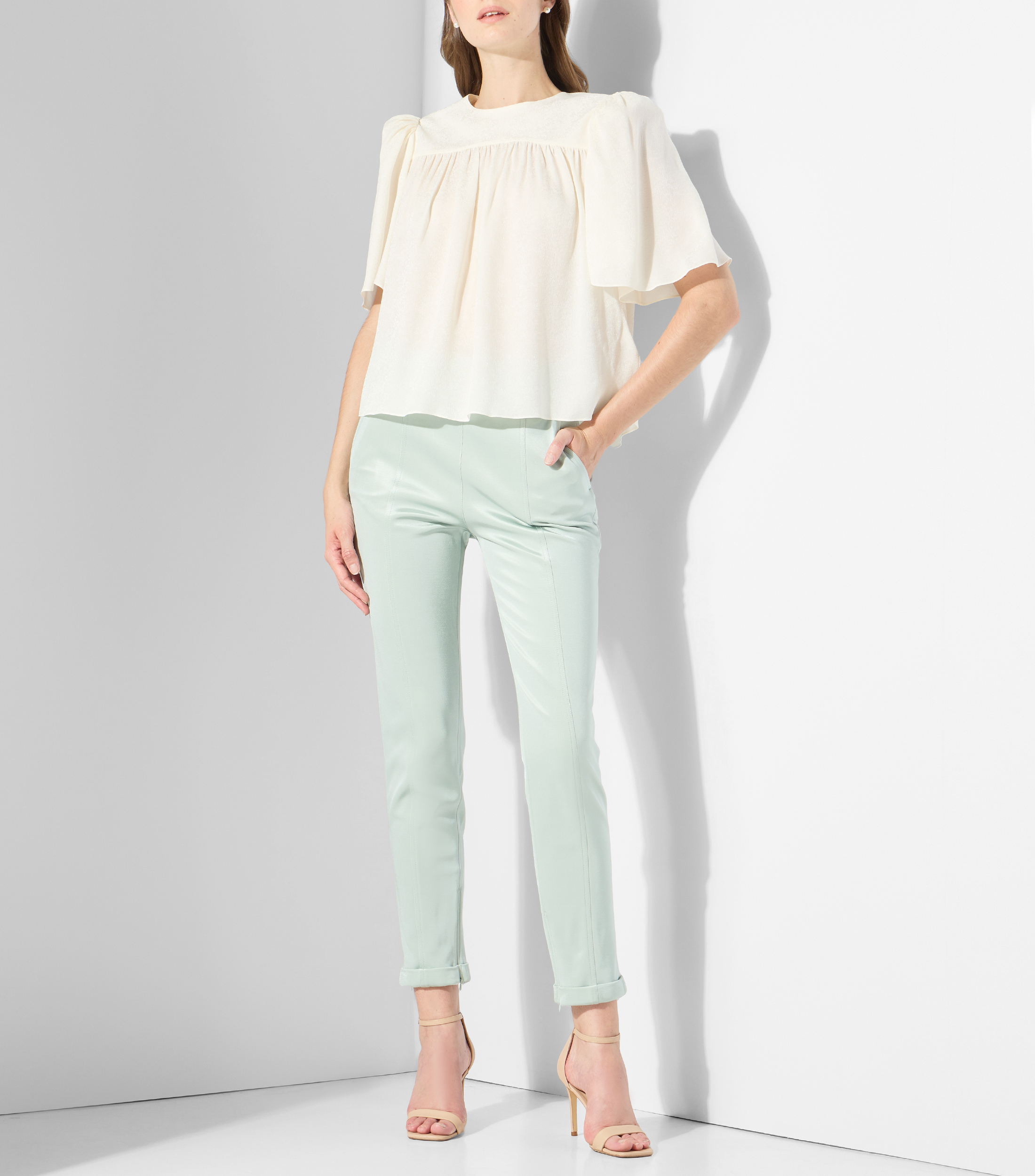 Blusa estampada con manga corta Mujer
