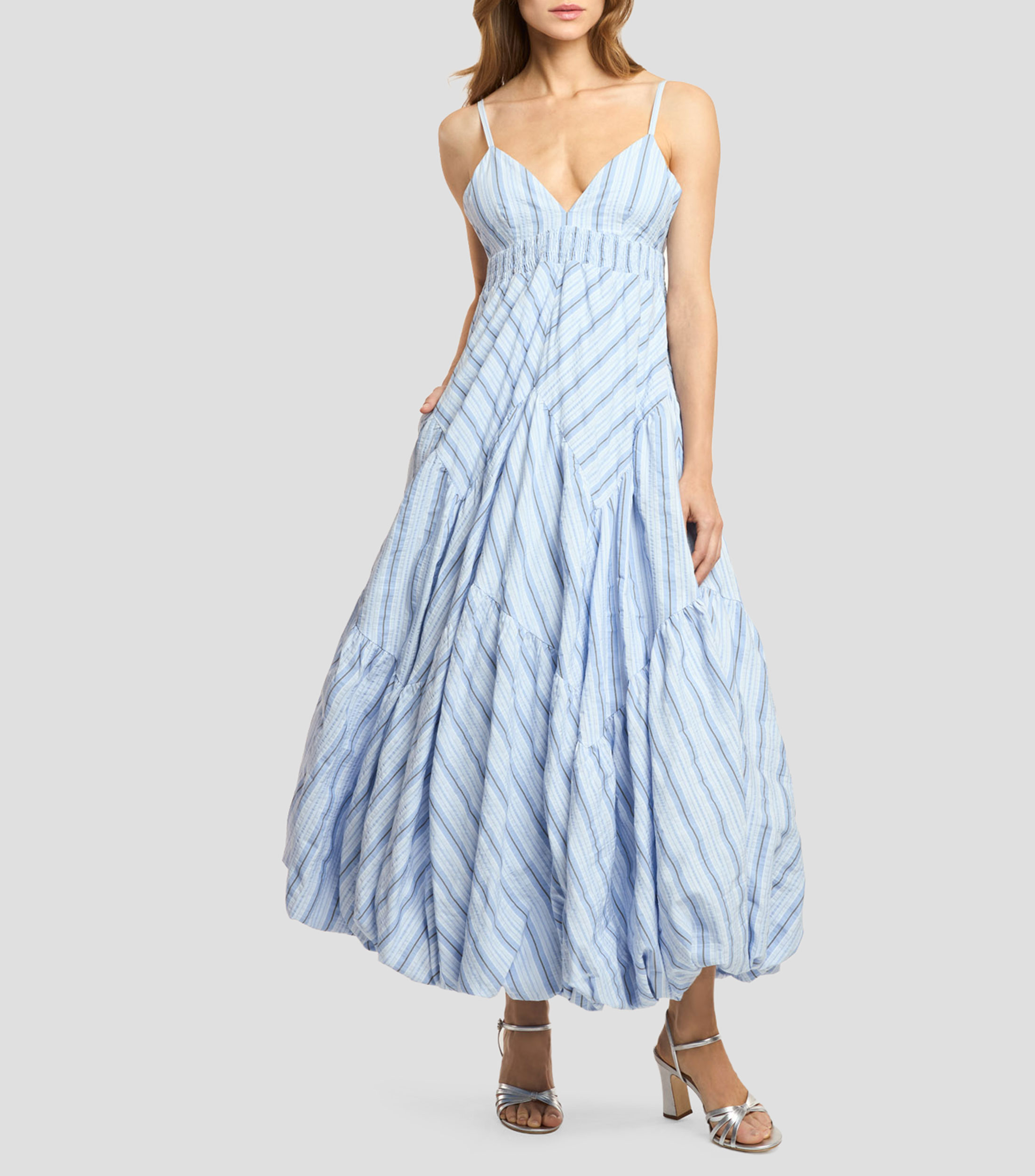 Vestido largo con rayas Mujer