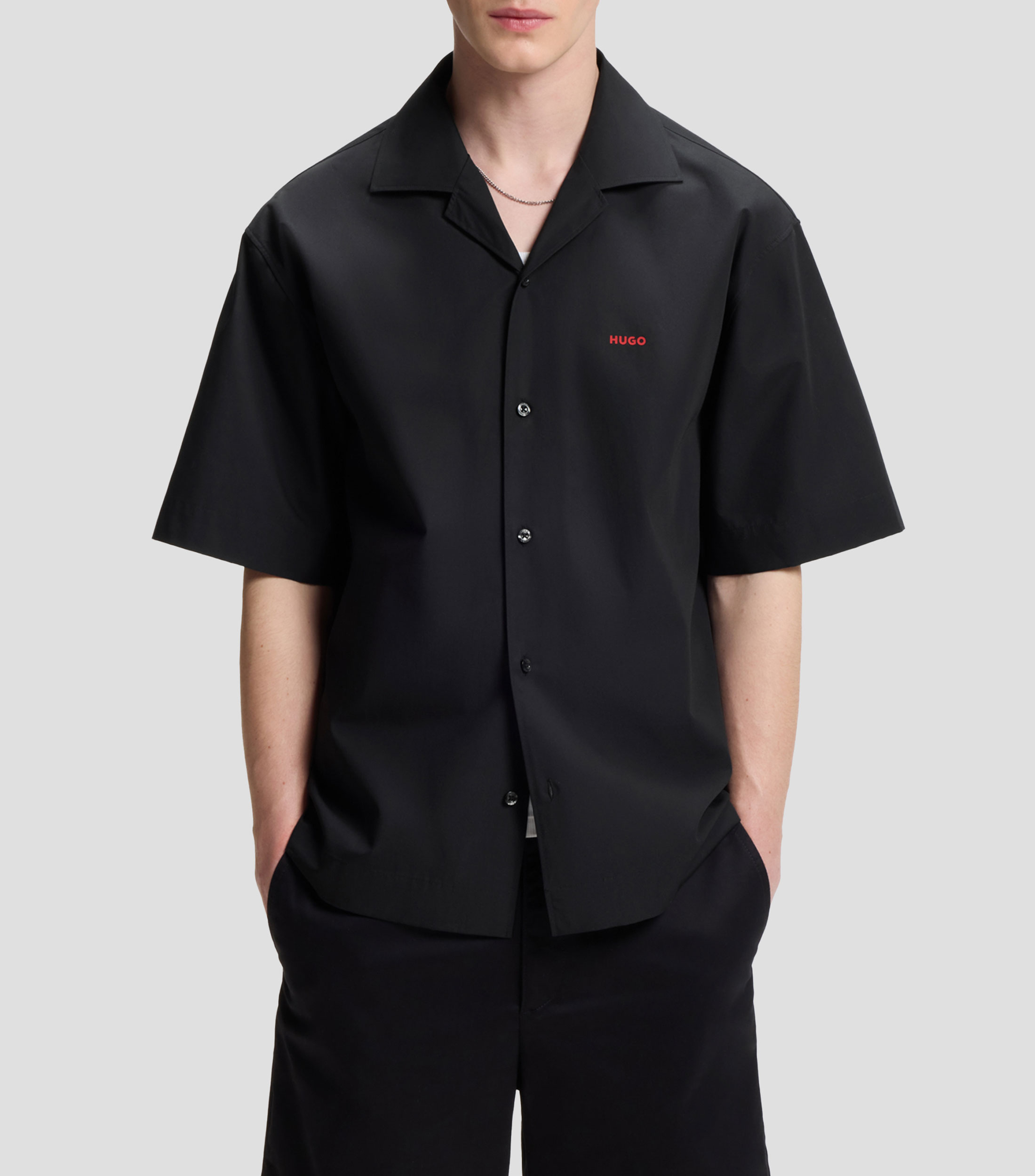 Camisa lisa manga corta Hombre