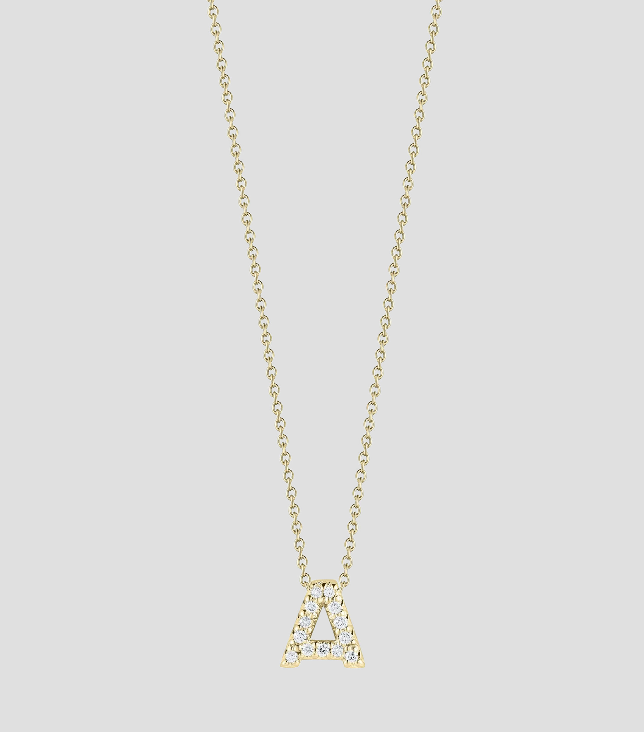 Collar en Oro de 18 Kilates letra A con diamantes Mujer