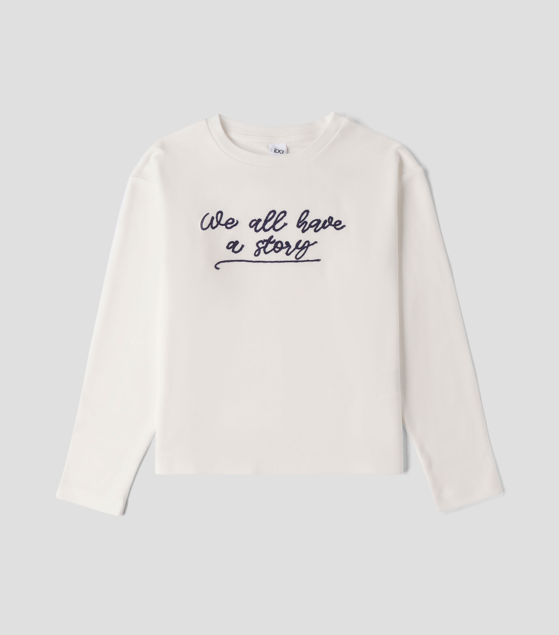 Playera cuello redondo manga larga estampada Niña
