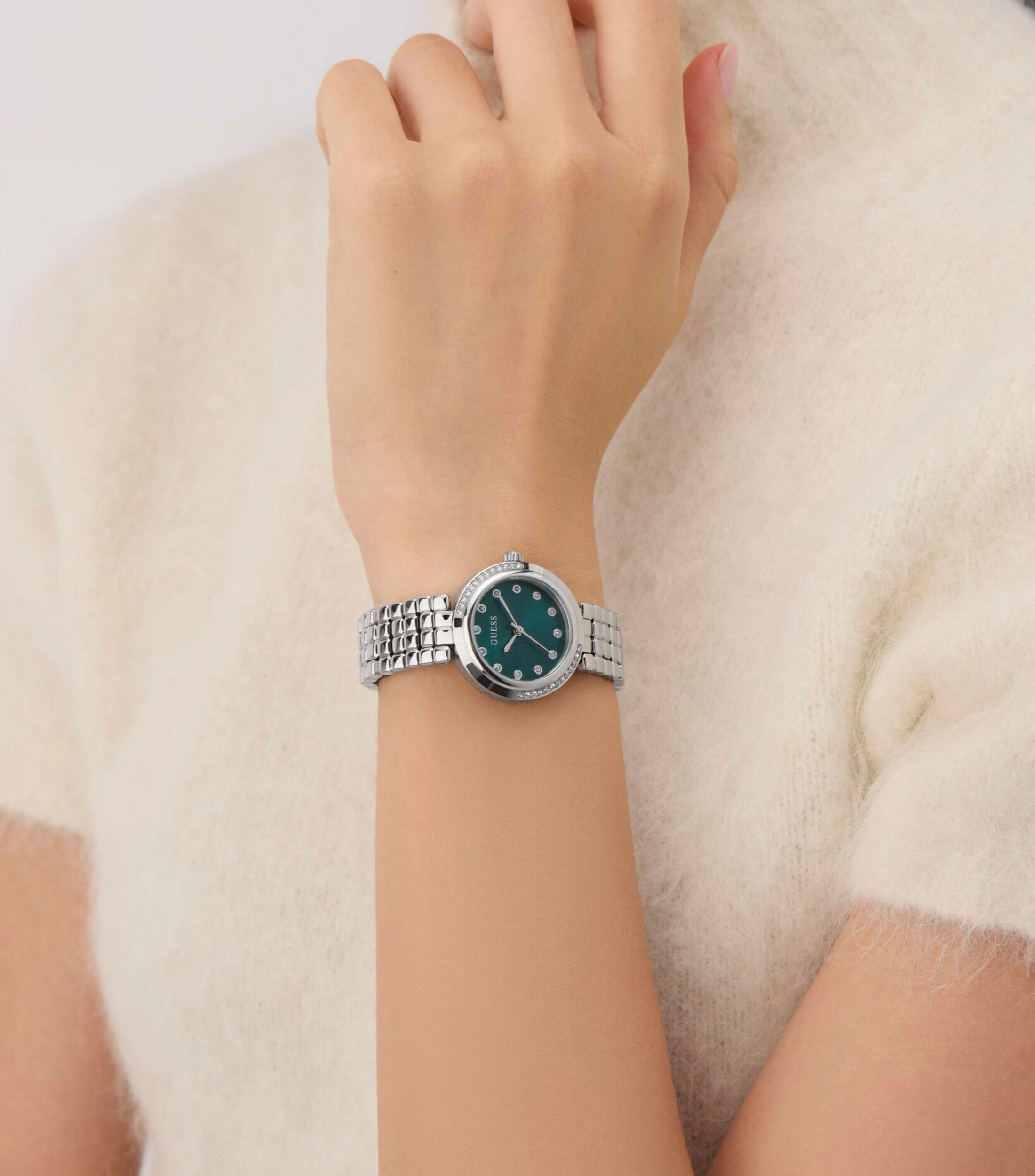Reloj para Mujer Clara Casual Verde, Plateado