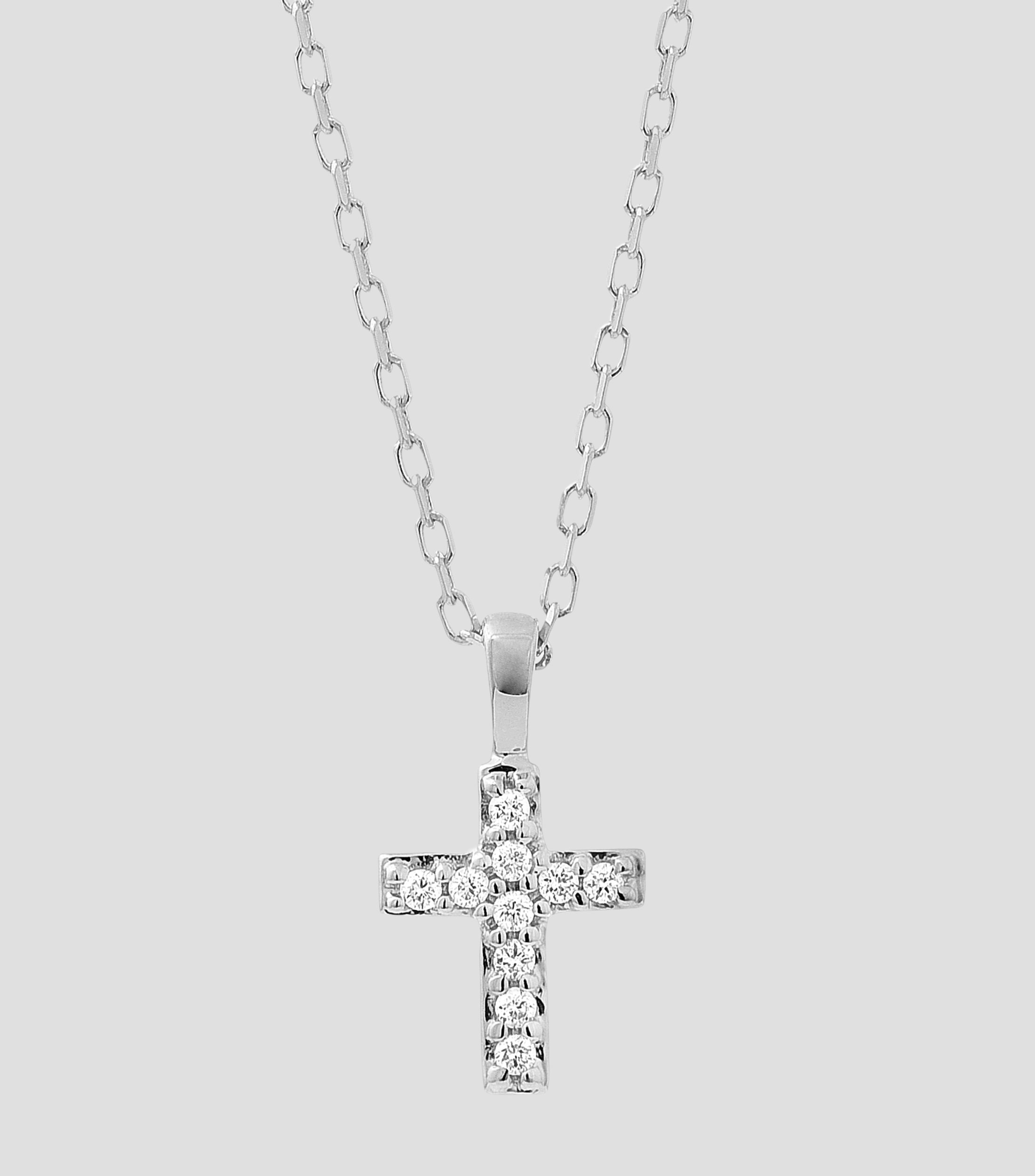 Dije Cruz Con Cadena en Oro Blanco de 18 Kilates Mujer