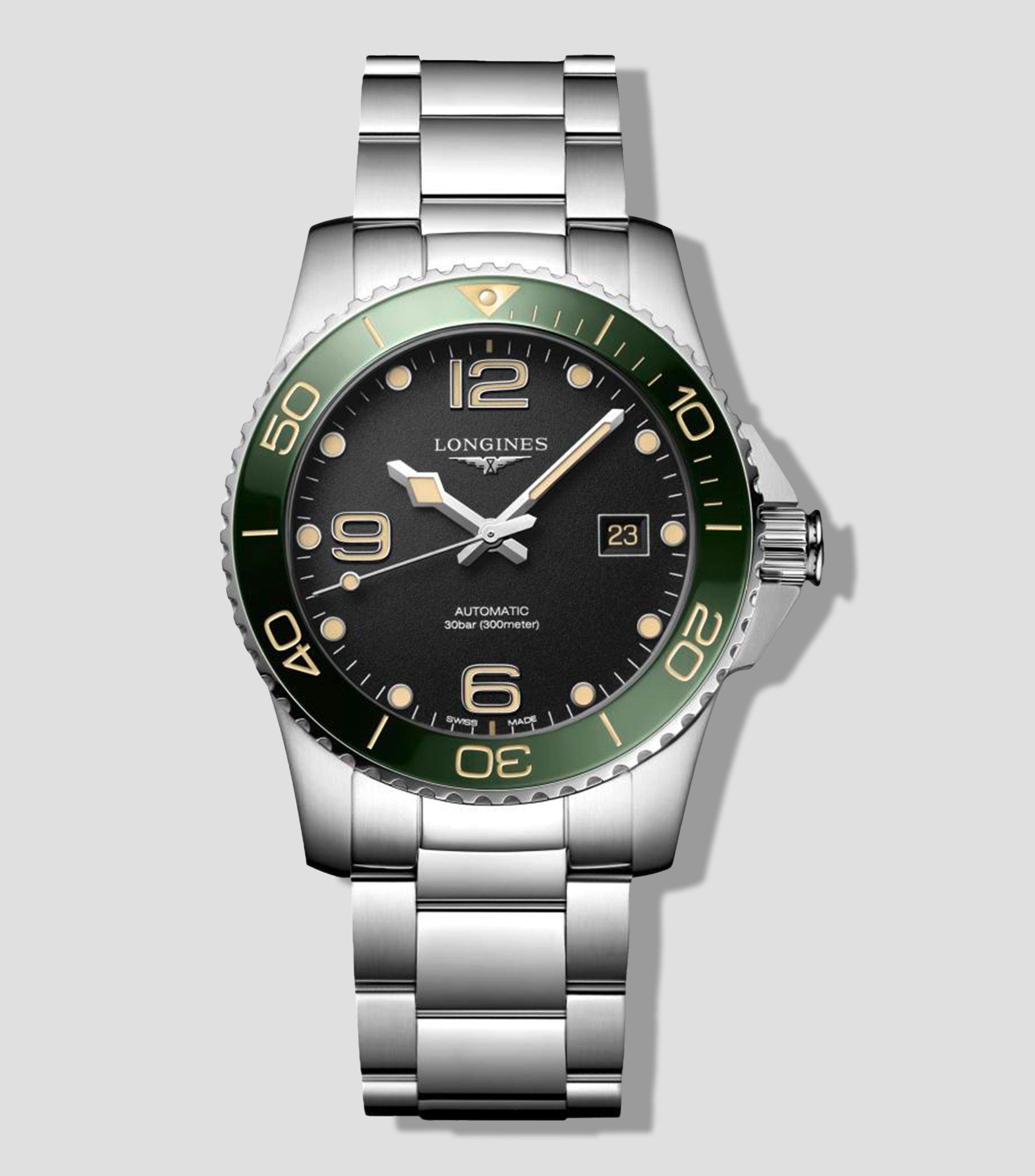 Reloj para Hombre HydroConquest deportivo, verde, plateado