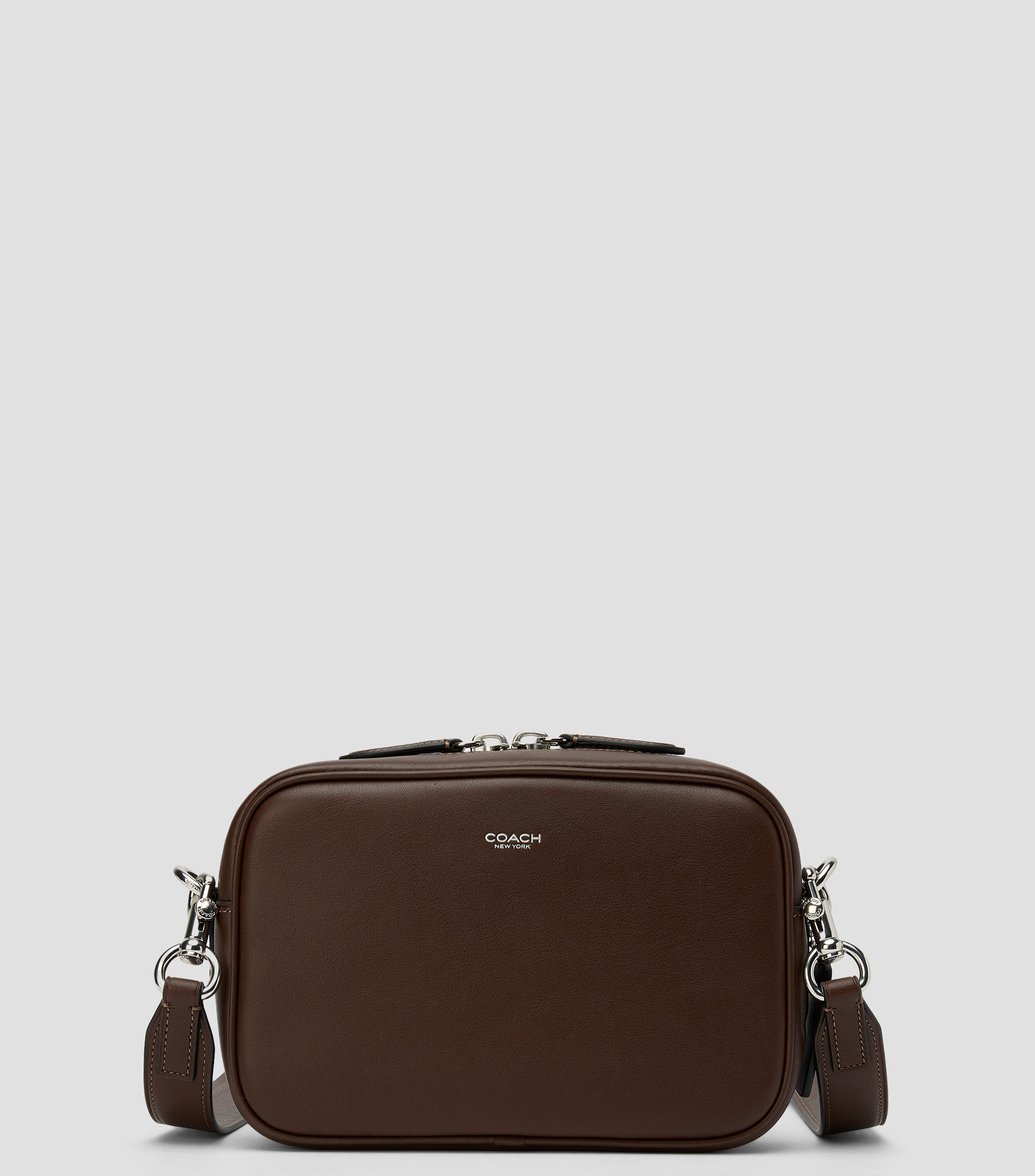 Bolso crossbody café Radio en piel liso Hombre