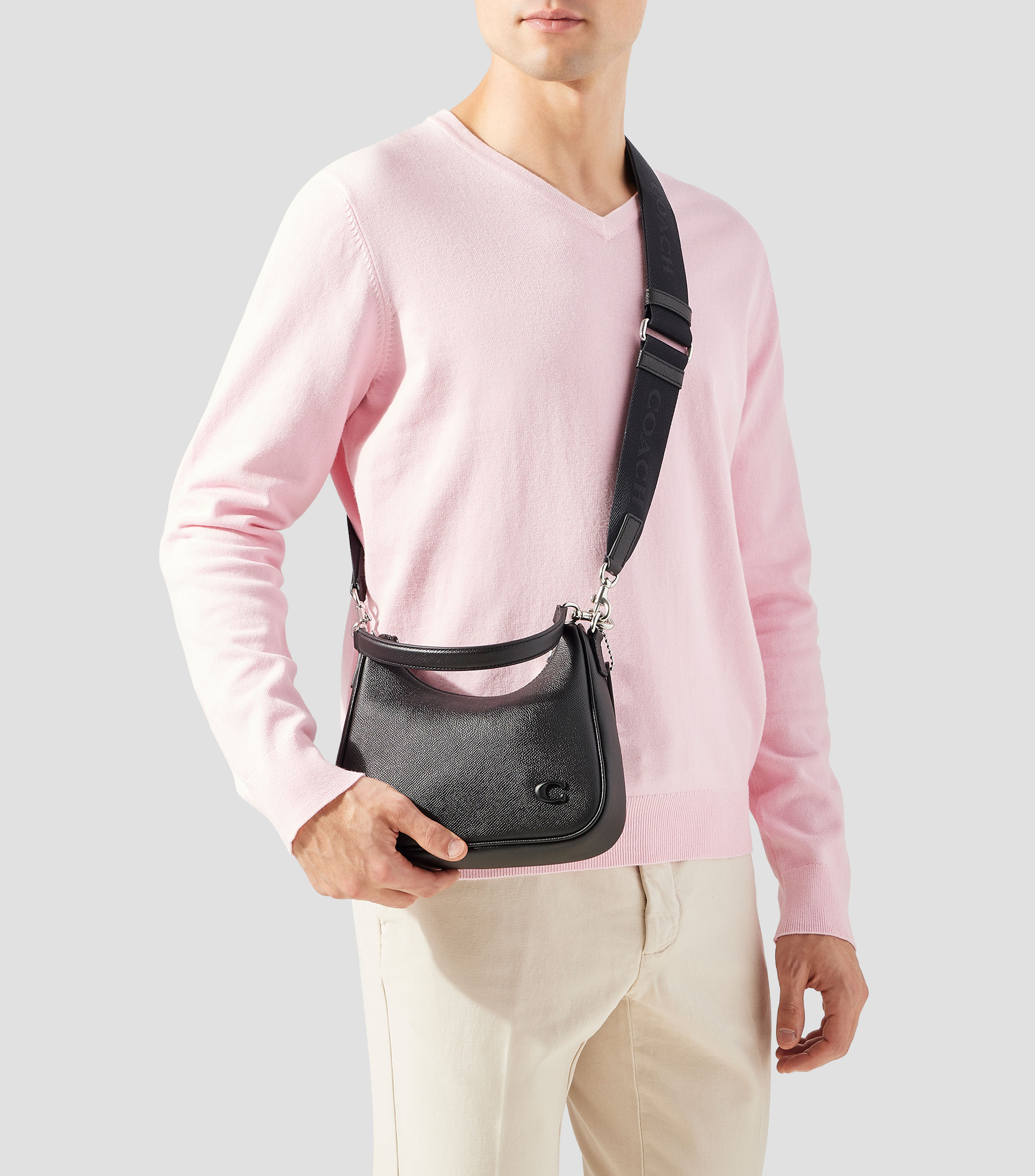 Bolso hobo en piel vacuna Nolan liso Hombre