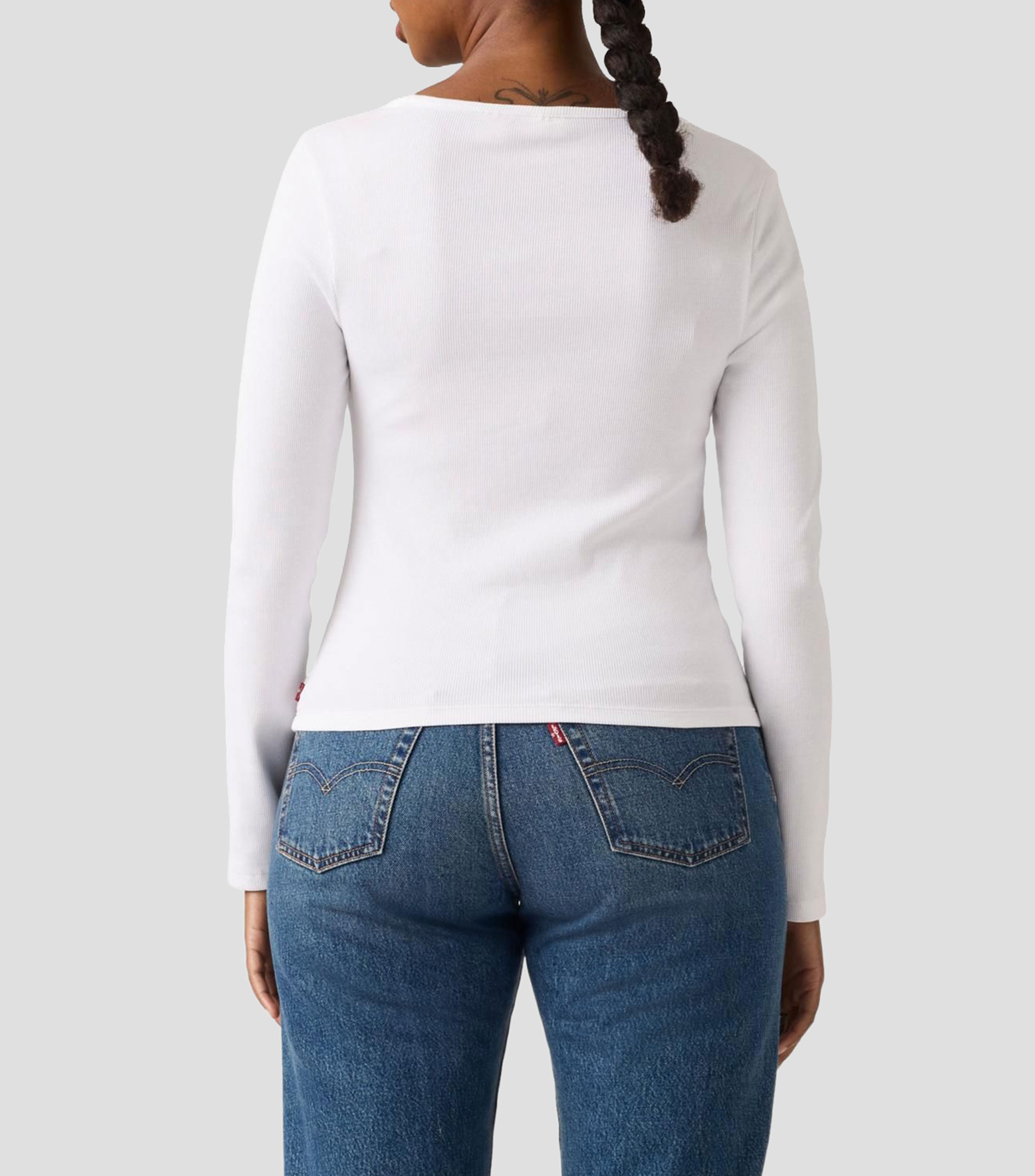 Playera de cuello redondo con manga larga lisa Mujer
