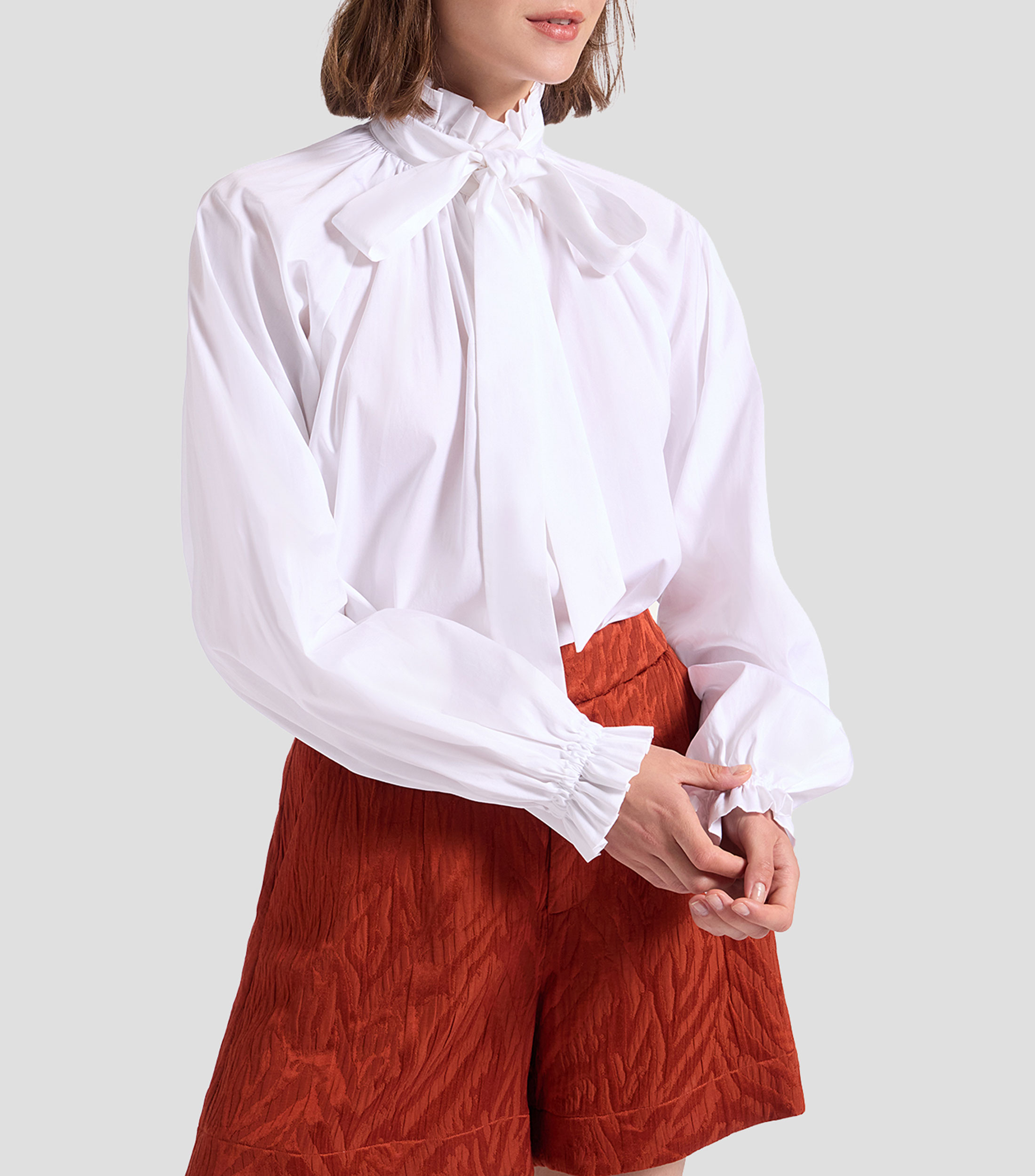 Blusa lisa manga larga Mujer