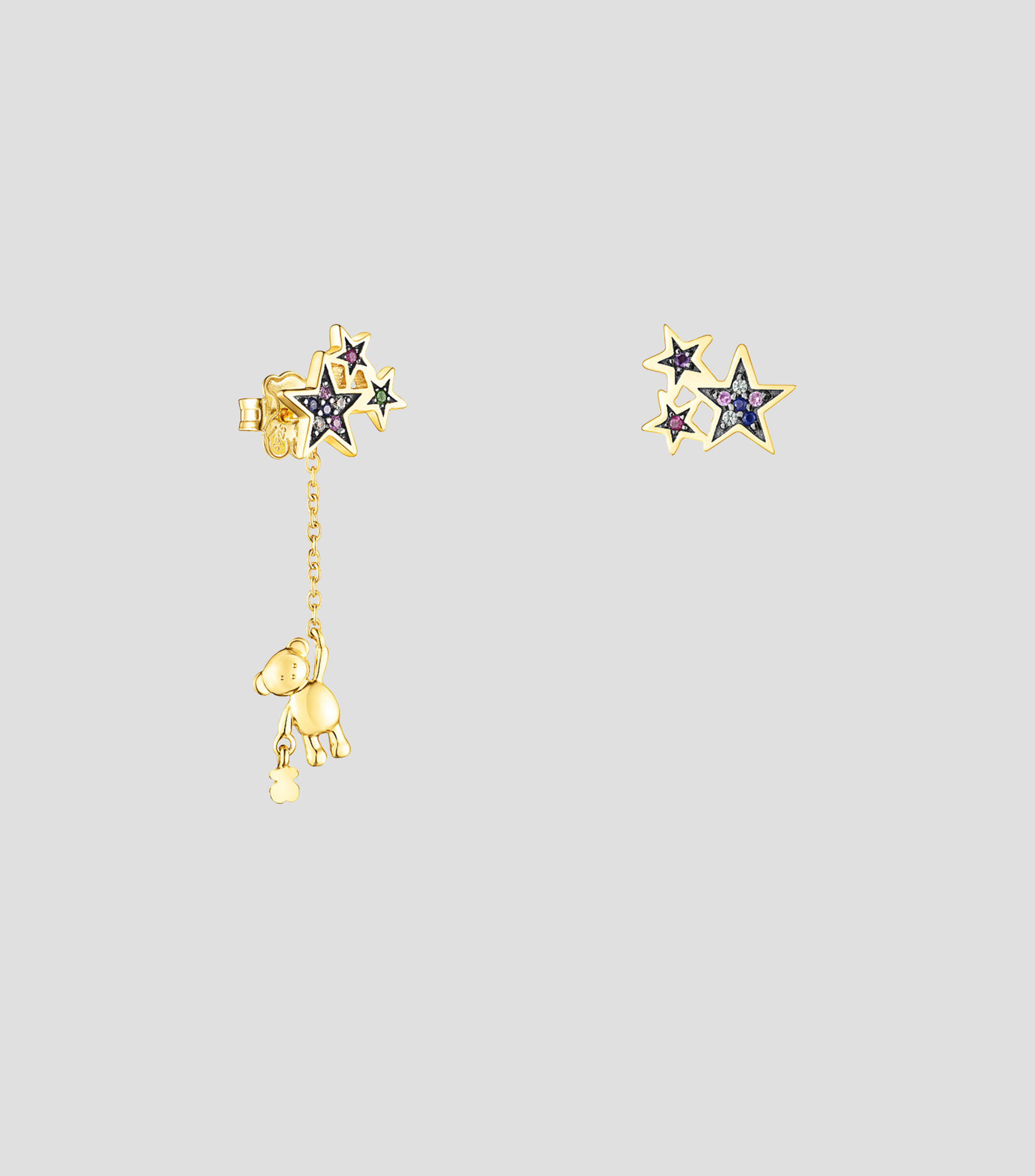 Aretes en plata .925 con gemas Teddy Bear Stars Mujer