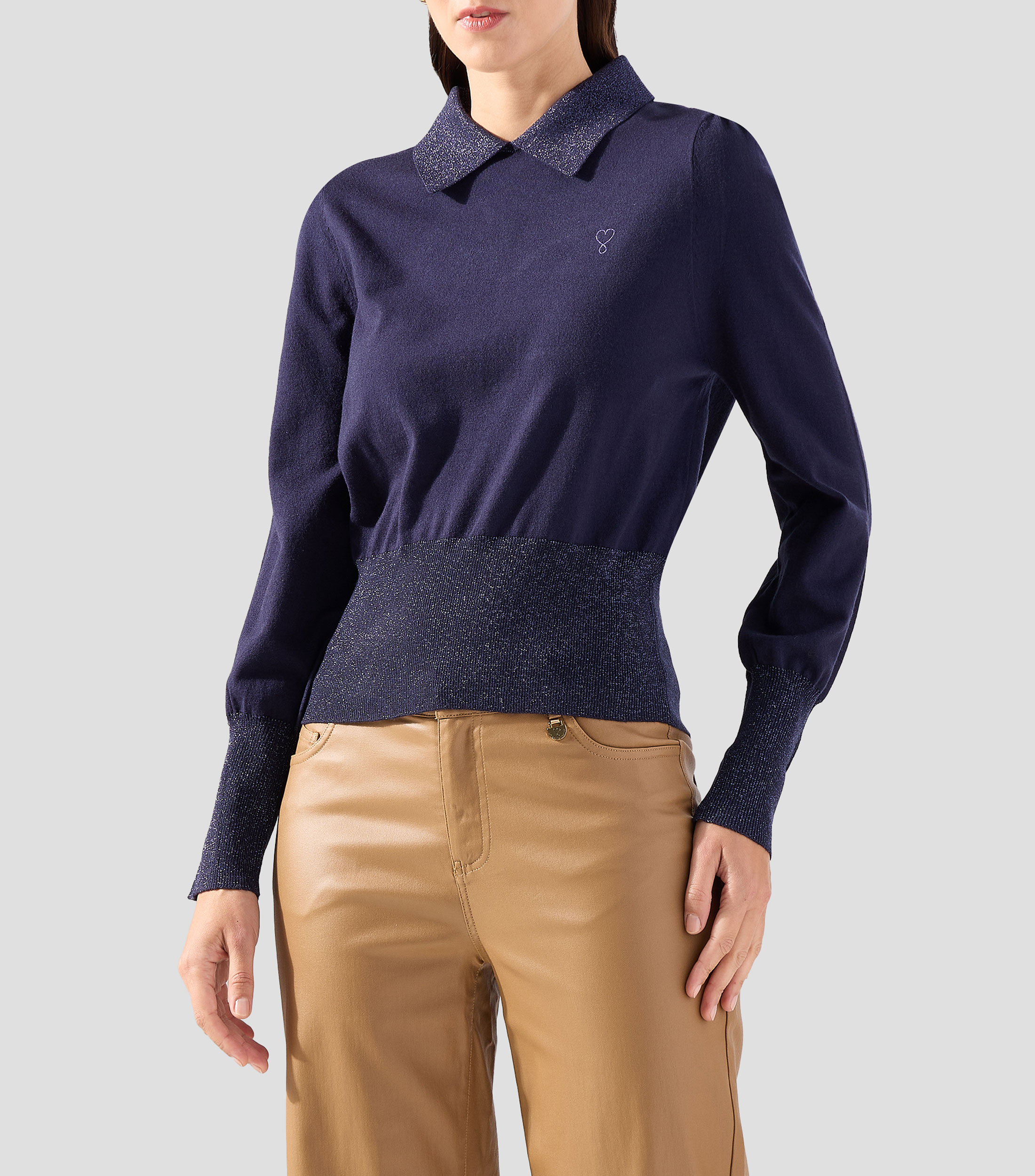 Suéter cuello camisero Mujer