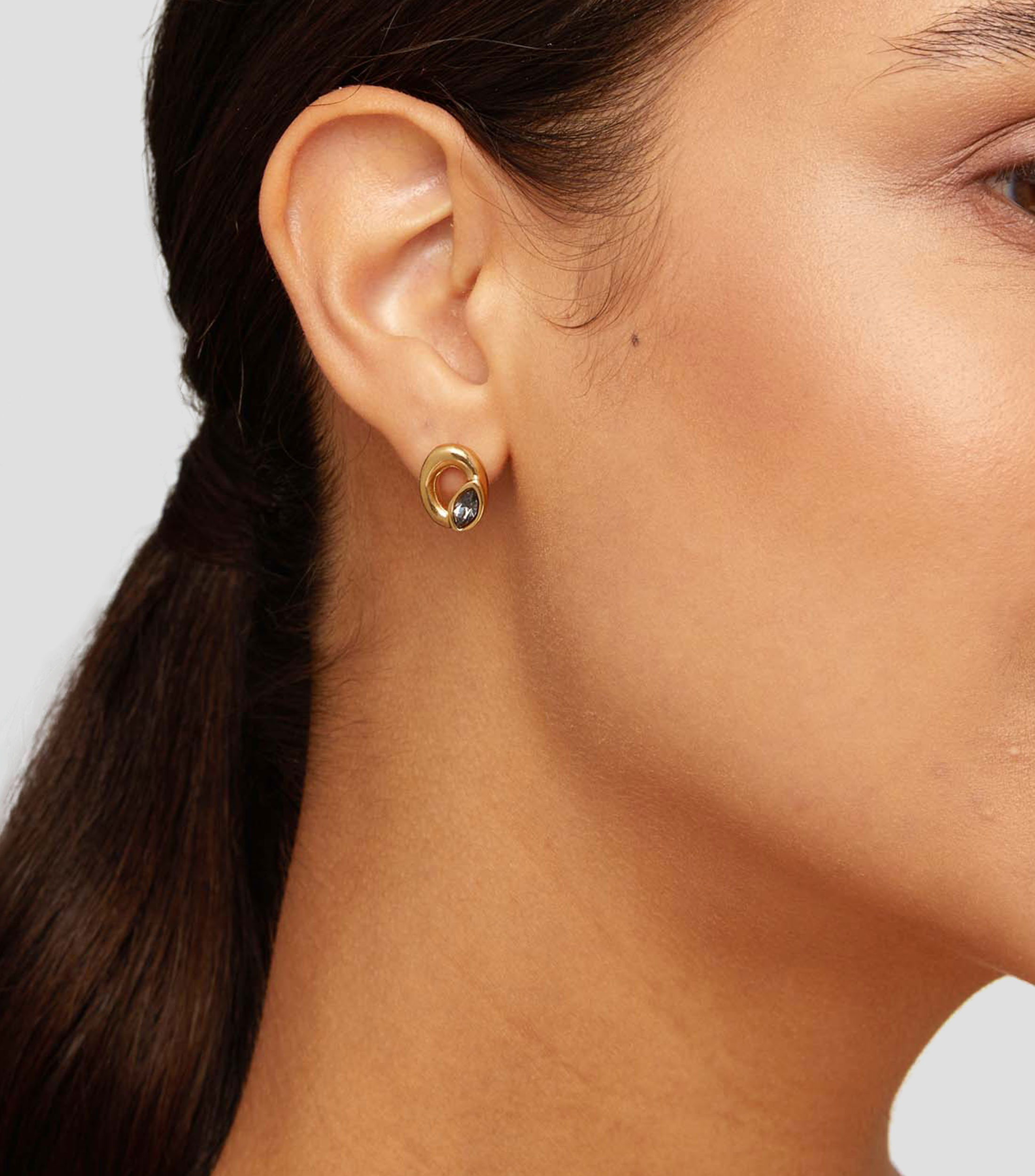 Aretes de aro con cristales Details Mujer