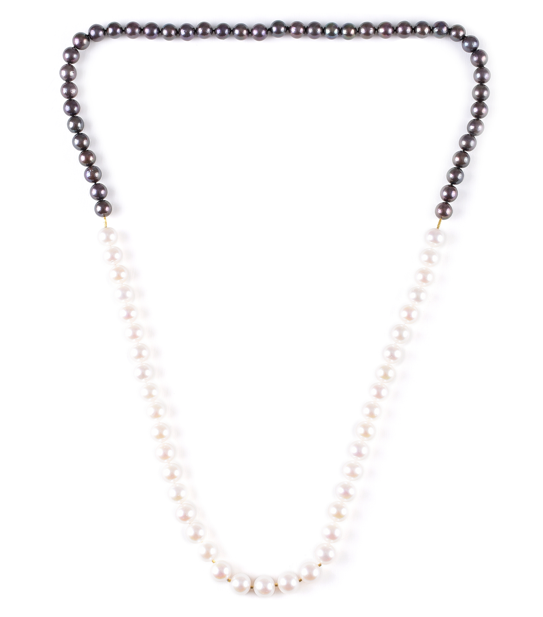 Collar de Perlas Negras y Blancas Mujer