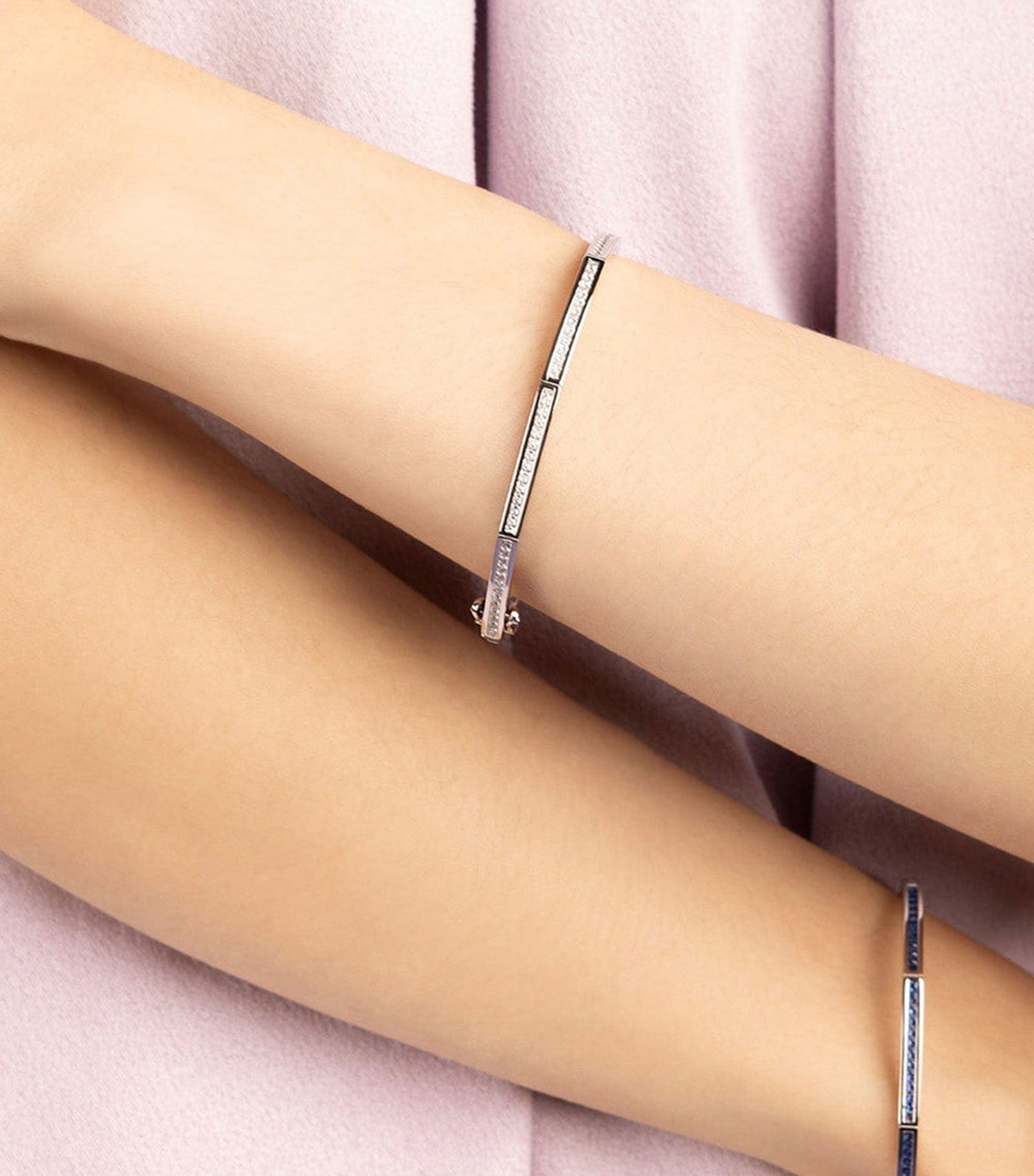 Brazalete en plata .925 con incrustaciones de zirconia Printemps Mujer