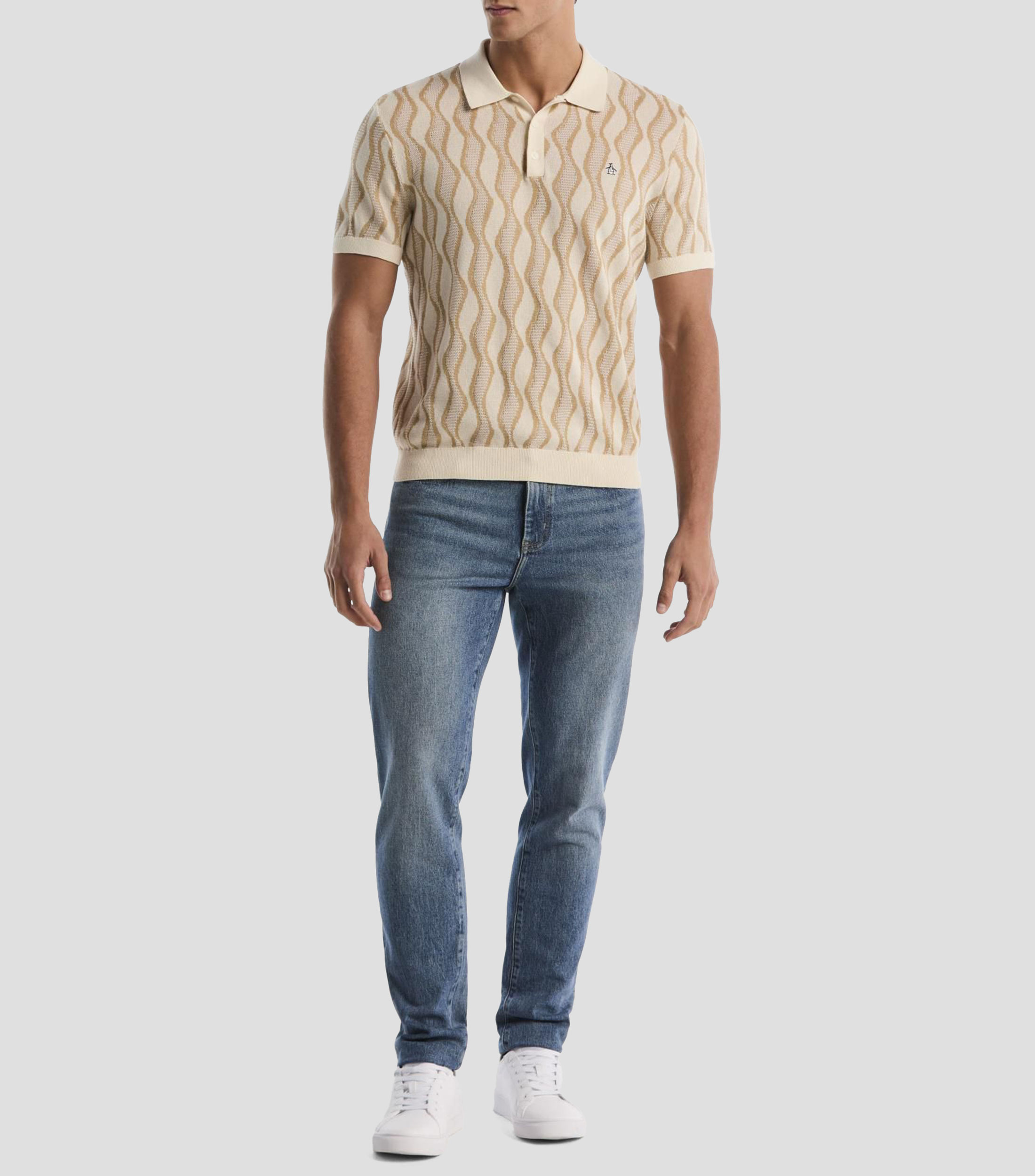 Playera tipo polo manga corta estampada Hombre