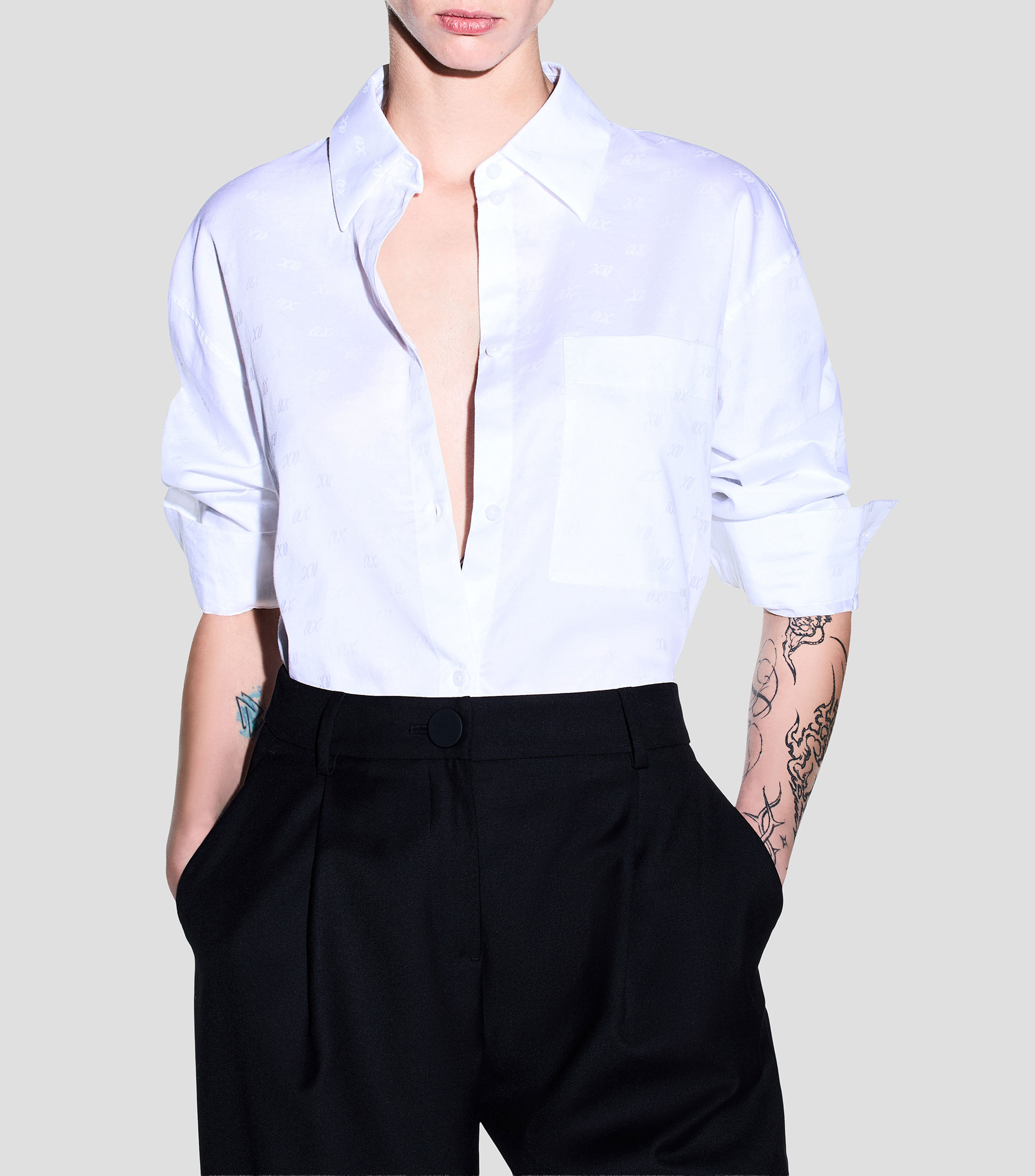 Camisa estampada manga larga Mujer