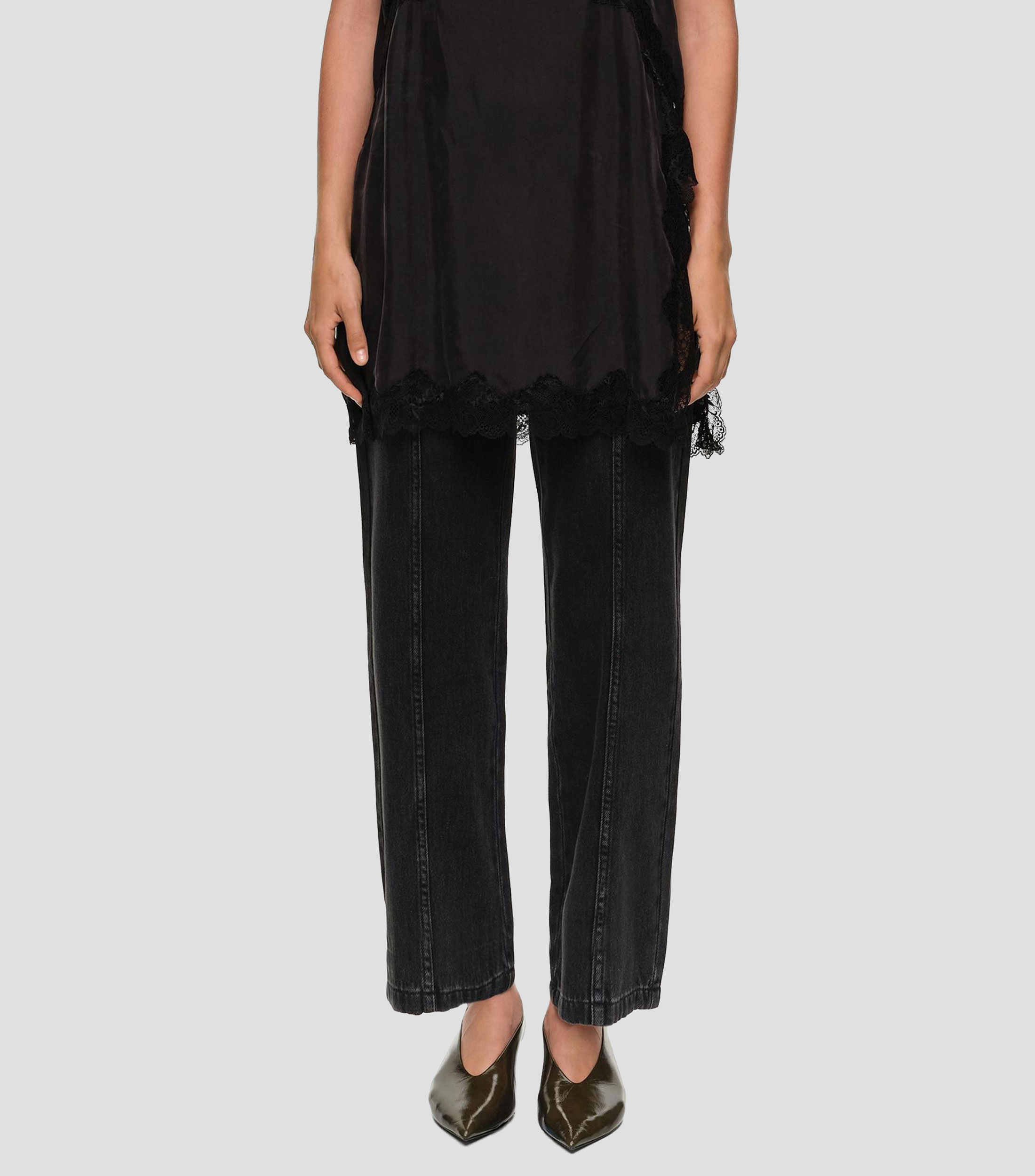Pantalón denim tobillero Mujer
