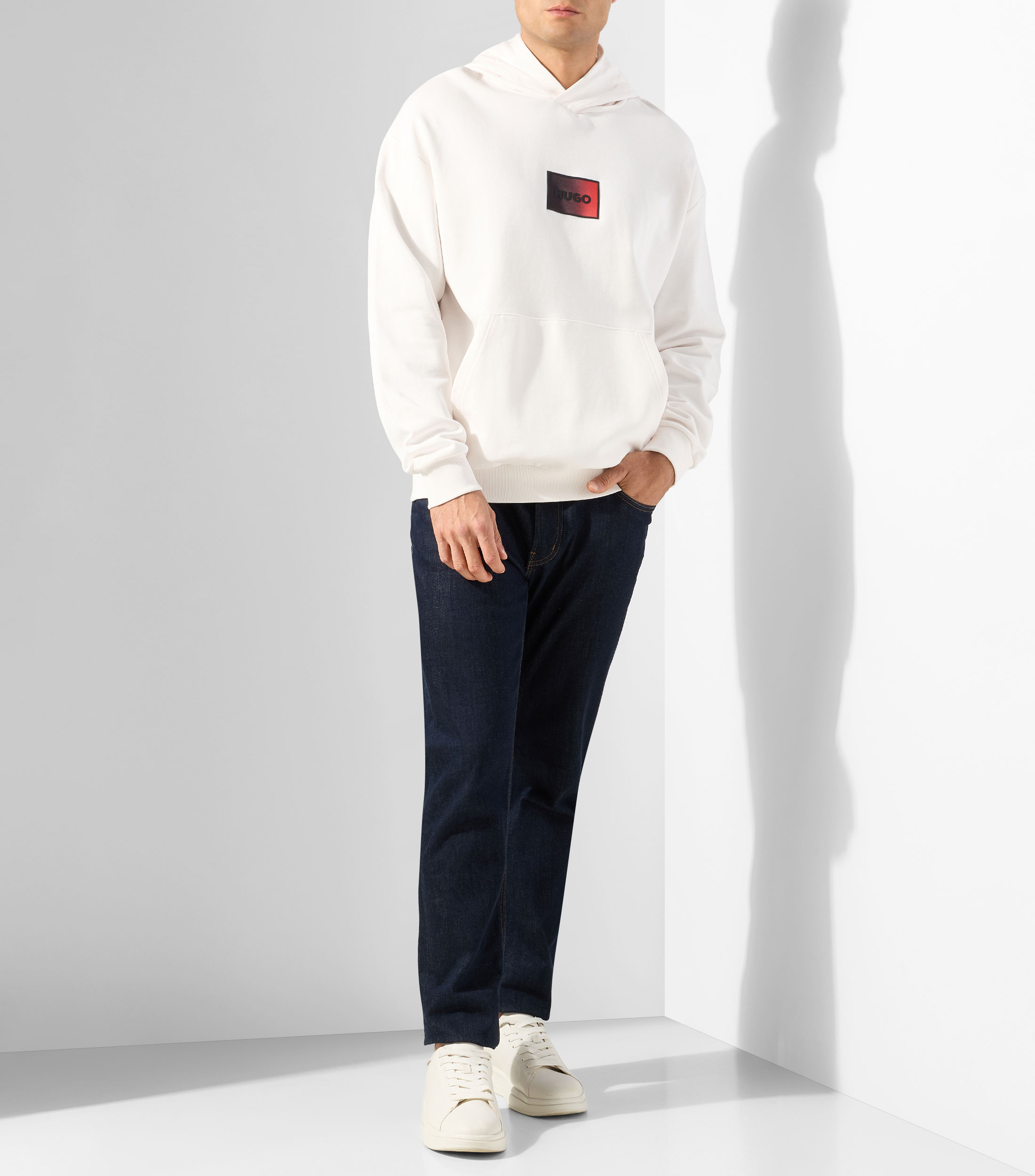Sudadera con capucha de felpa de algodón con logo degradado Hombre