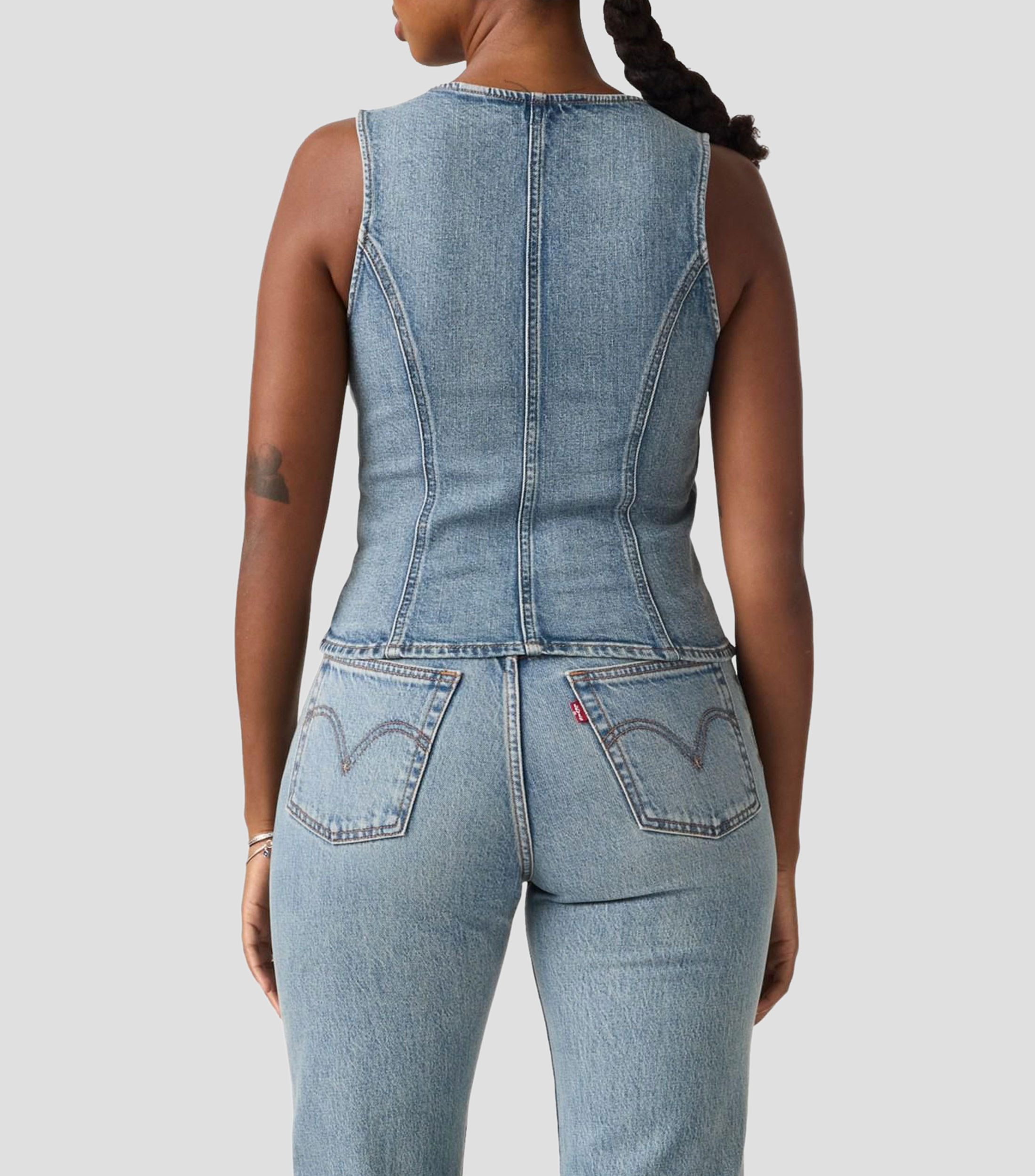 Blusa lisa de mezclilla sin mangas Mujer