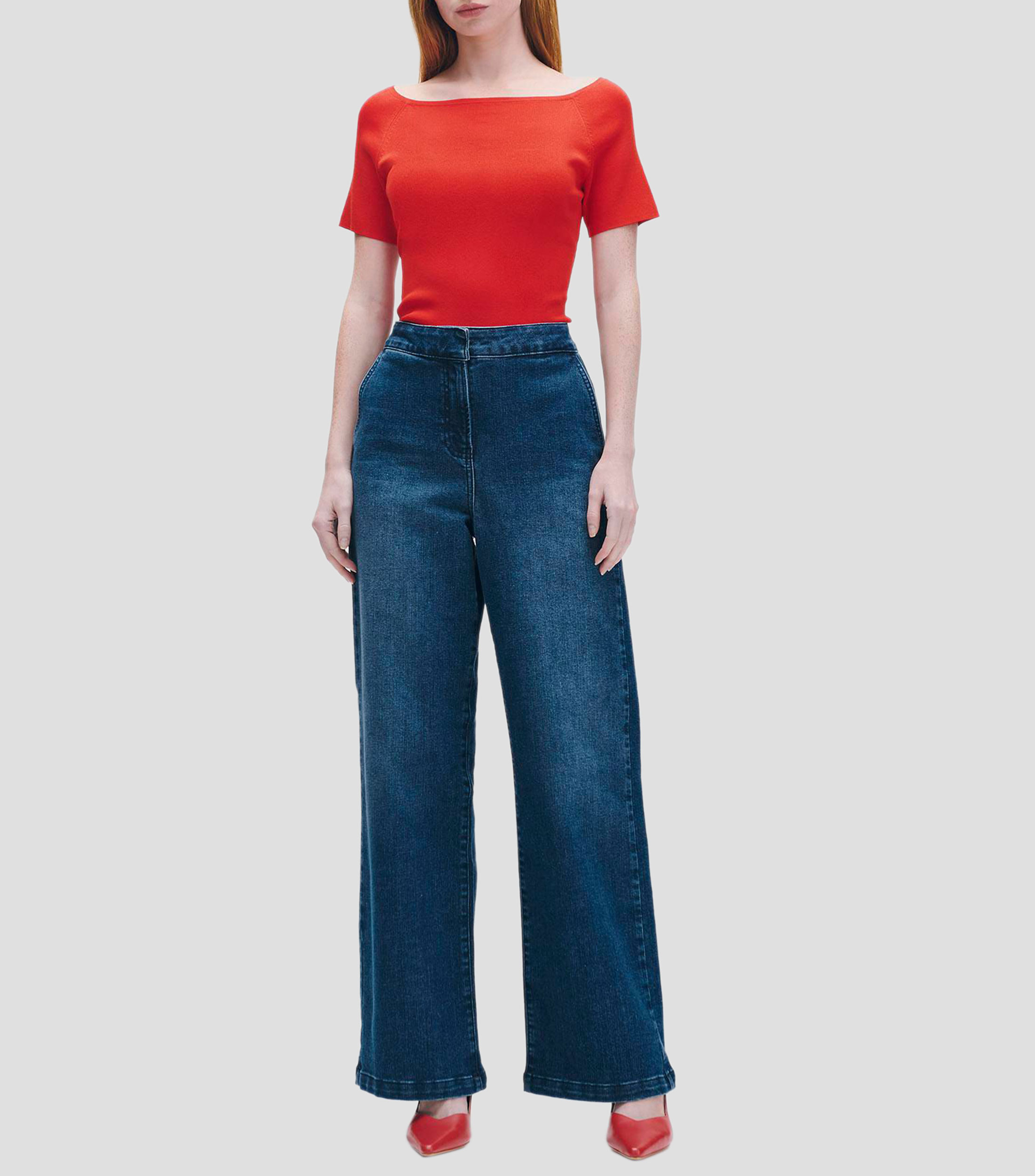 Blusa tejido de punto escote barco Mujer