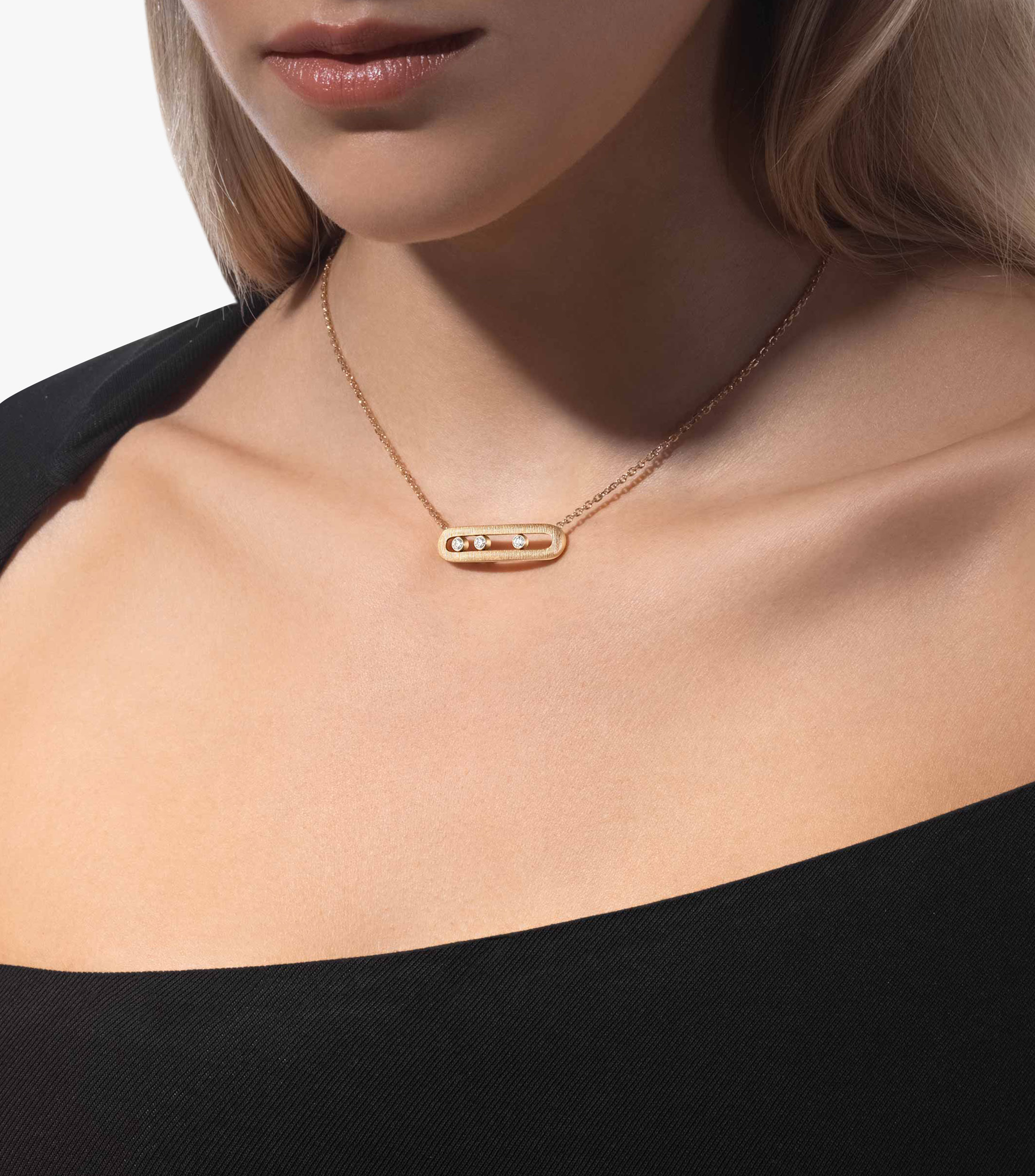 Collar en oro amarillo de 18 kilates con diamantes Move Mujer
