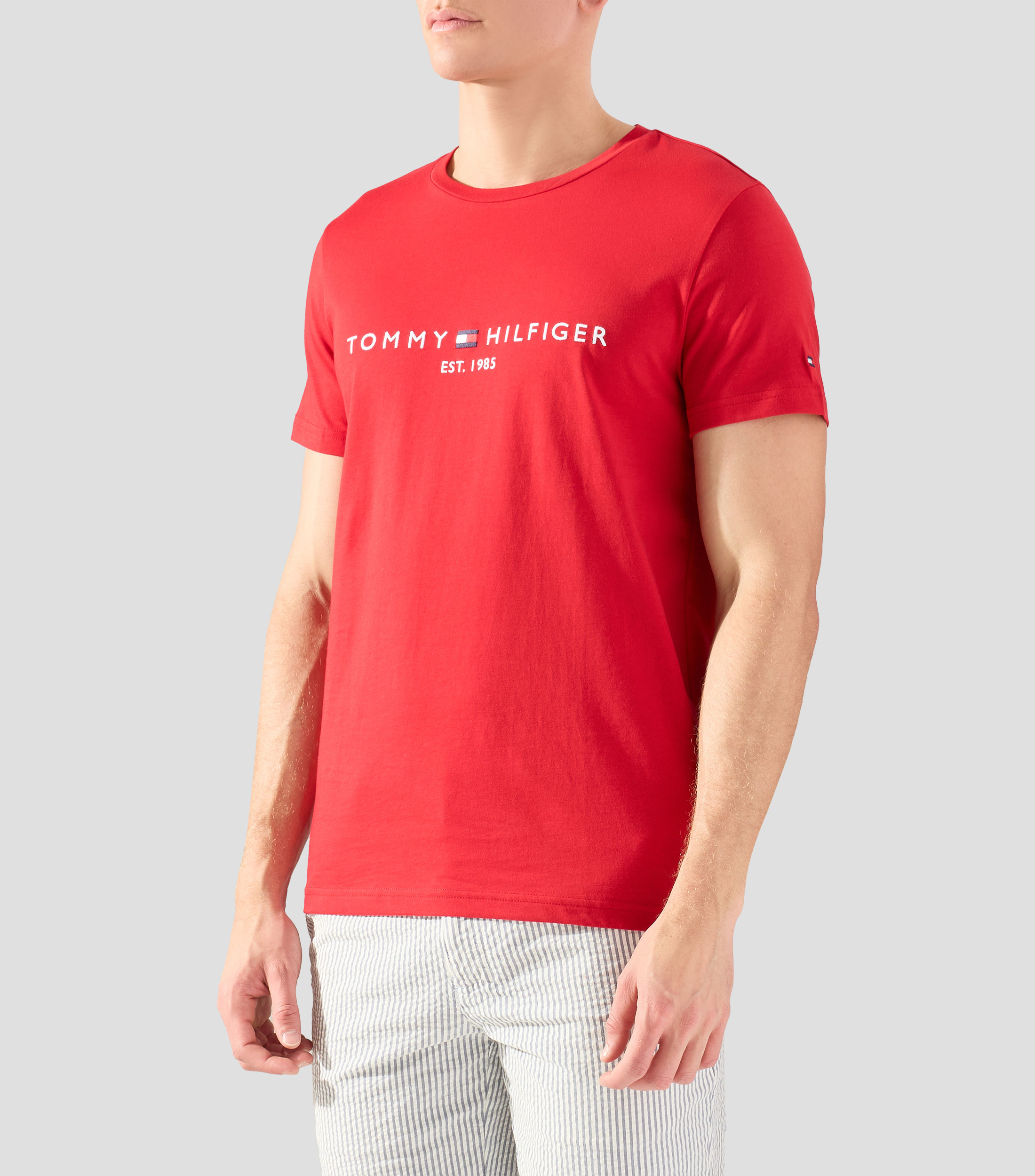 Playera de cuello redondo con manga corta con bordado Hombre