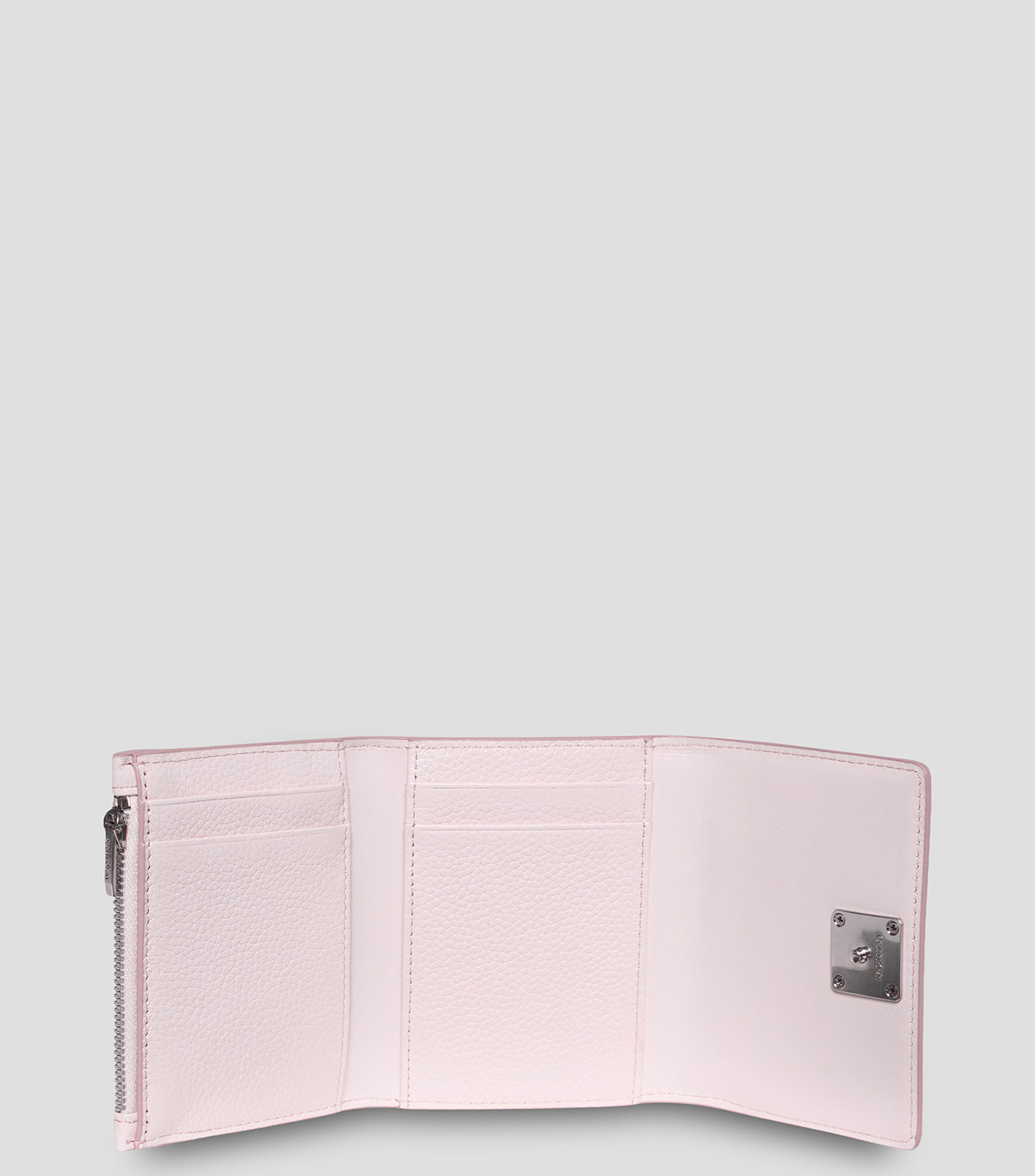 Cartera trifold rosa en piel Pebble lisa Mujer