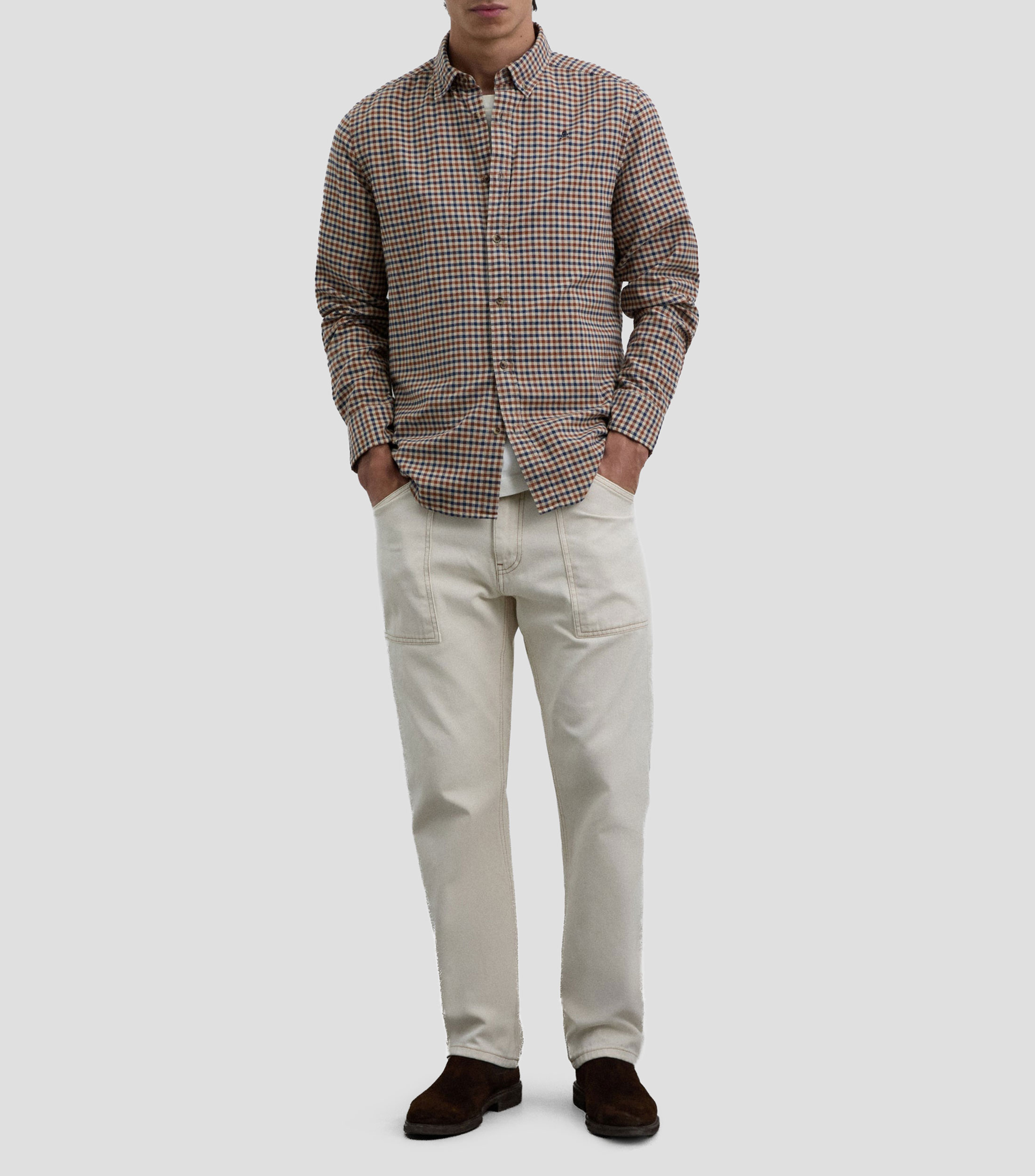 Camisa a cuadros de manga larga Hombre