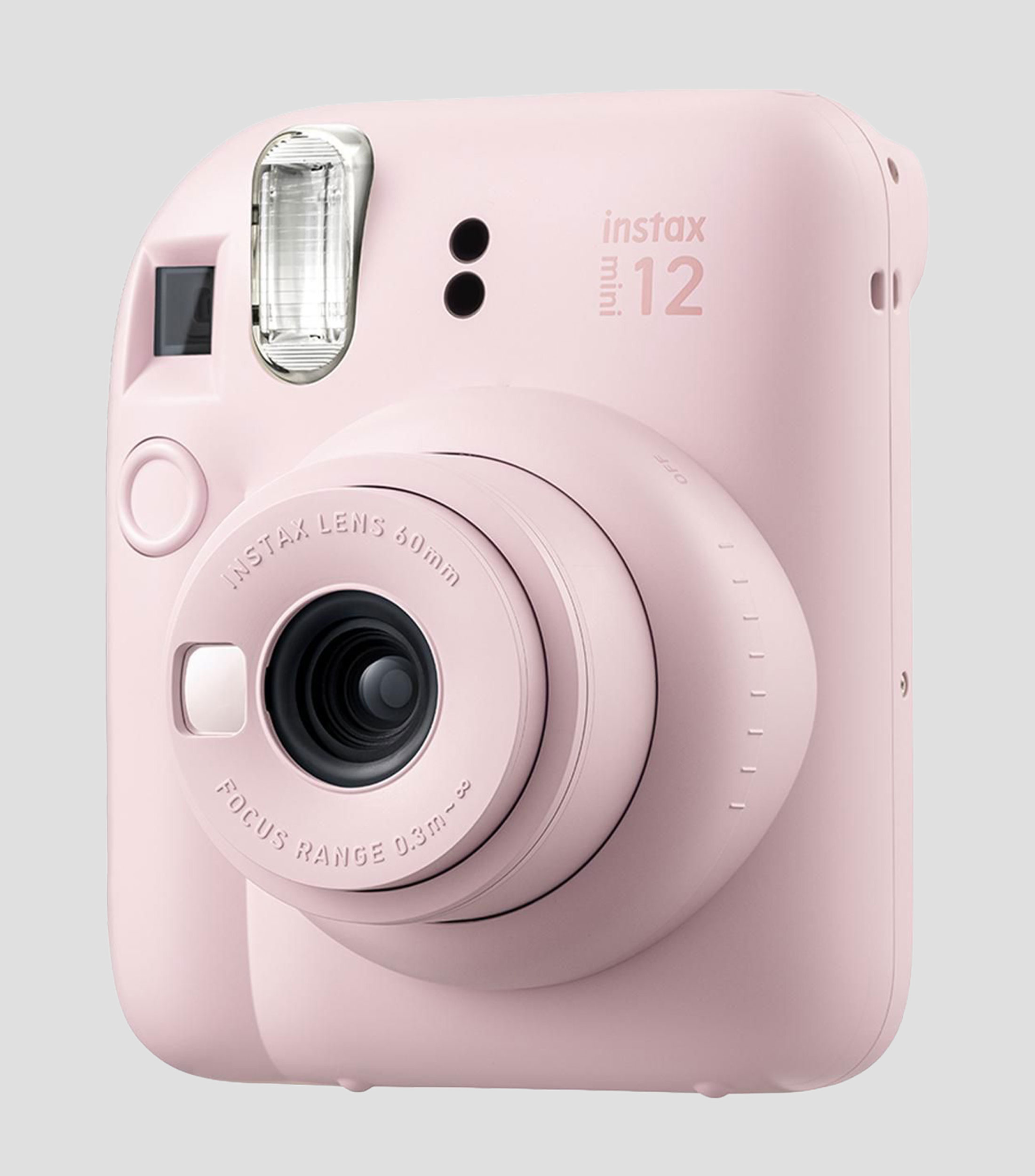 Kit Cámara Instantánea Instax Mini 12 Rosa + Película Fujifilm Instax Mini Macaron + Funda para mini 12 Colors + Llavero instax mini Cara Feliz Verde