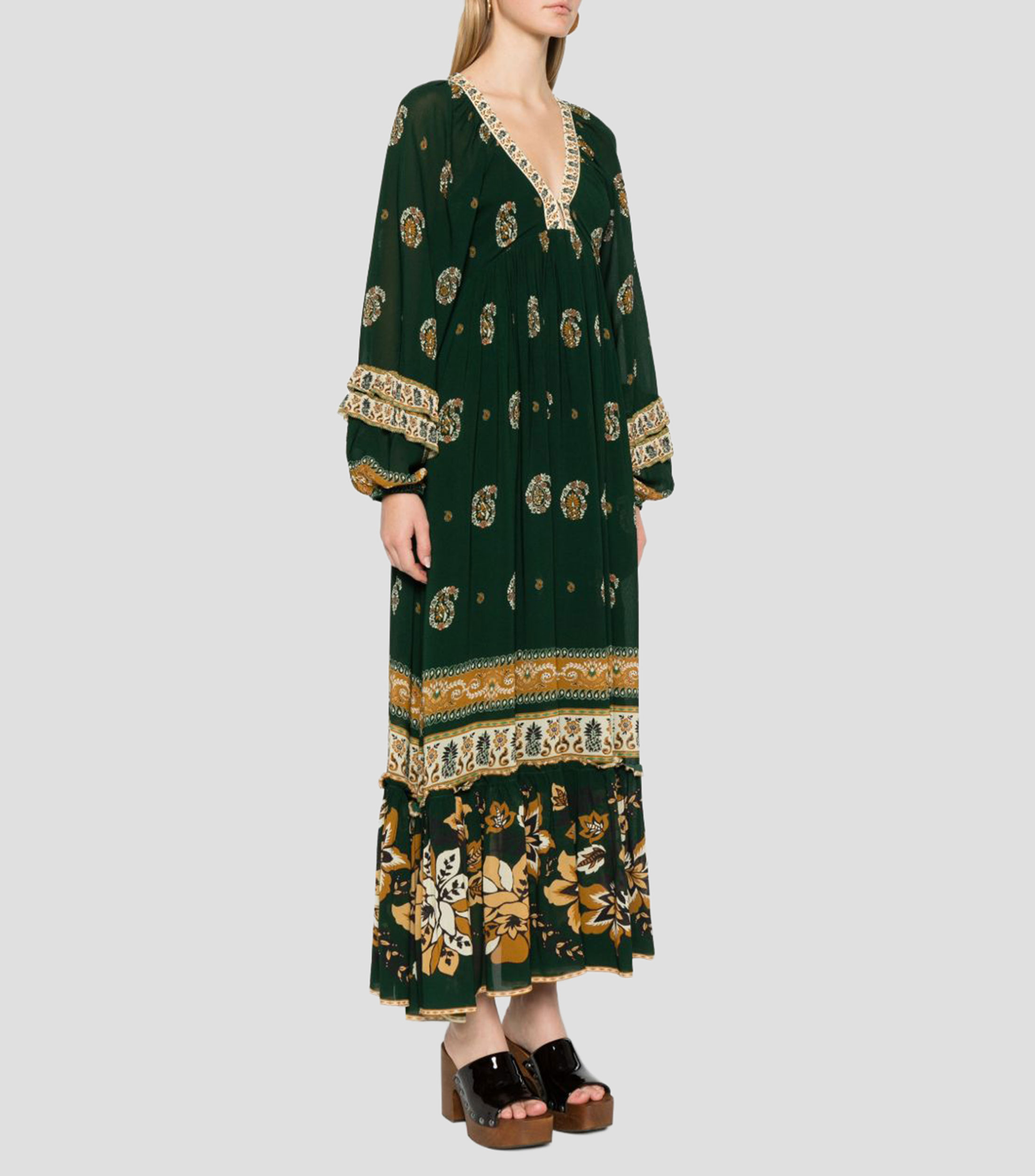 Vestido maxi con manga larga estampado Ayla Mujer