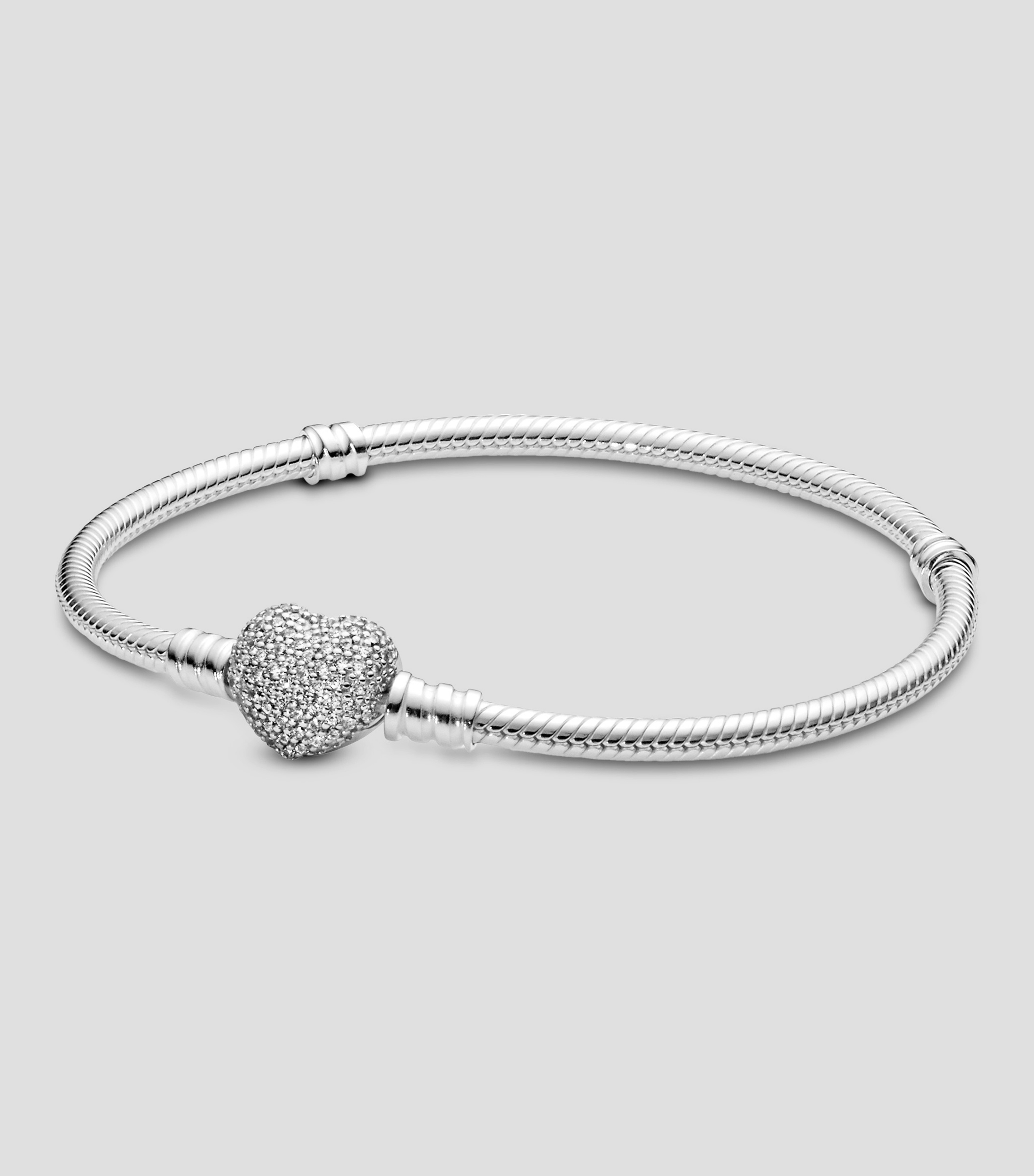 Brazalete en plata .925 con circonitas Corazón Centelleante Mujer Talla 21 cm
