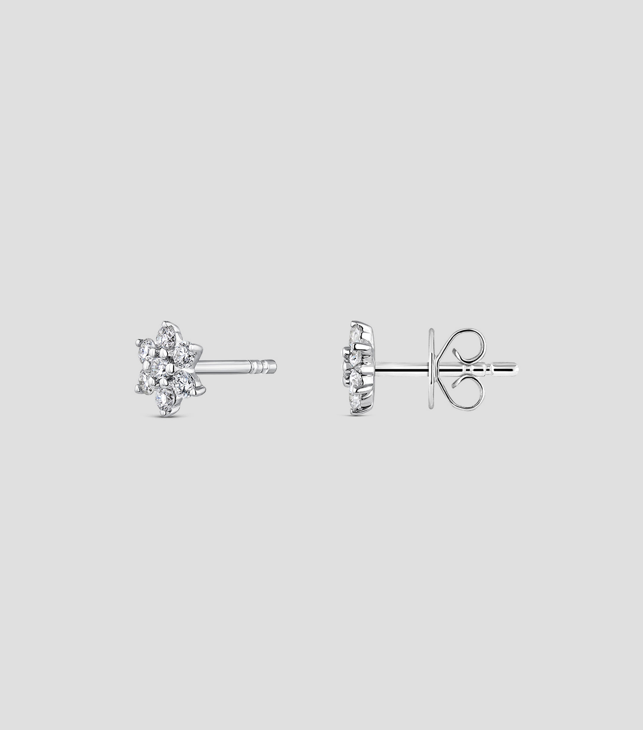Pendientes en Oro Blanco de 18 Kilates con Diamantes Flor Mujer