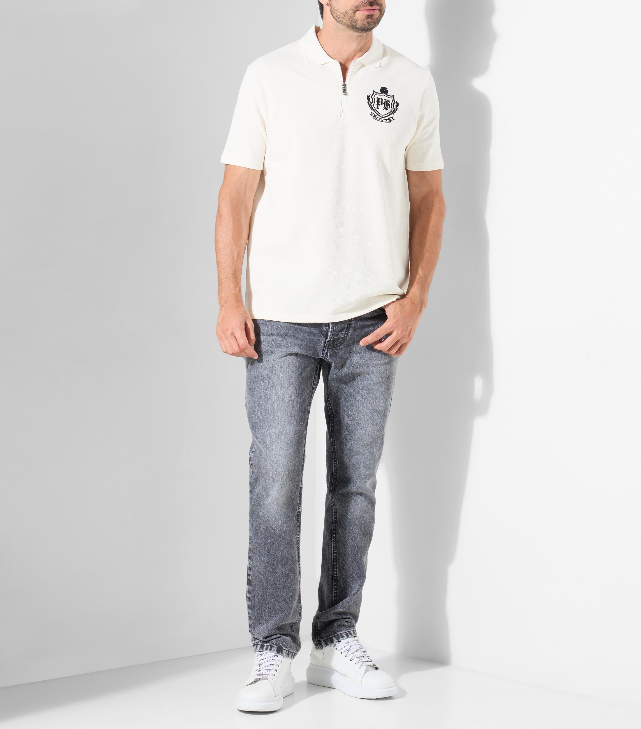 Playera tipo polo manga corta lisa Hombre