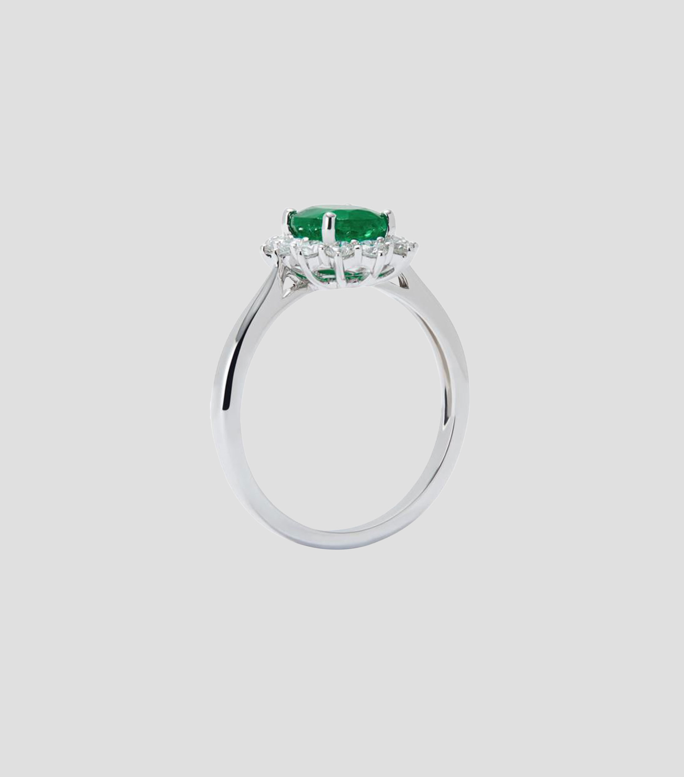Anillo en Oro blanco de 18 Kilates con esmeralda y diamante Mujer