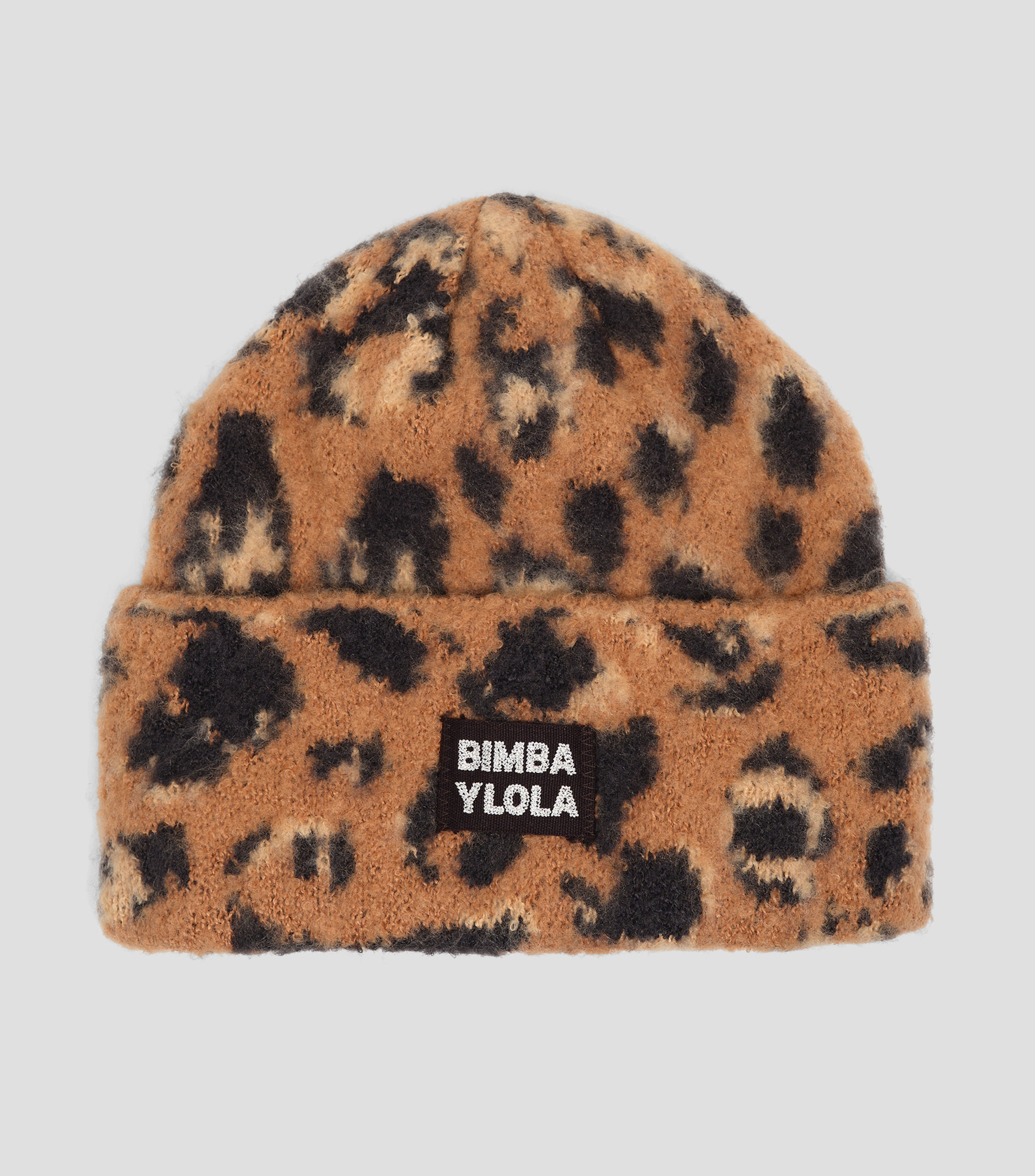 Gorro en tejido de punto leopardo Mujer