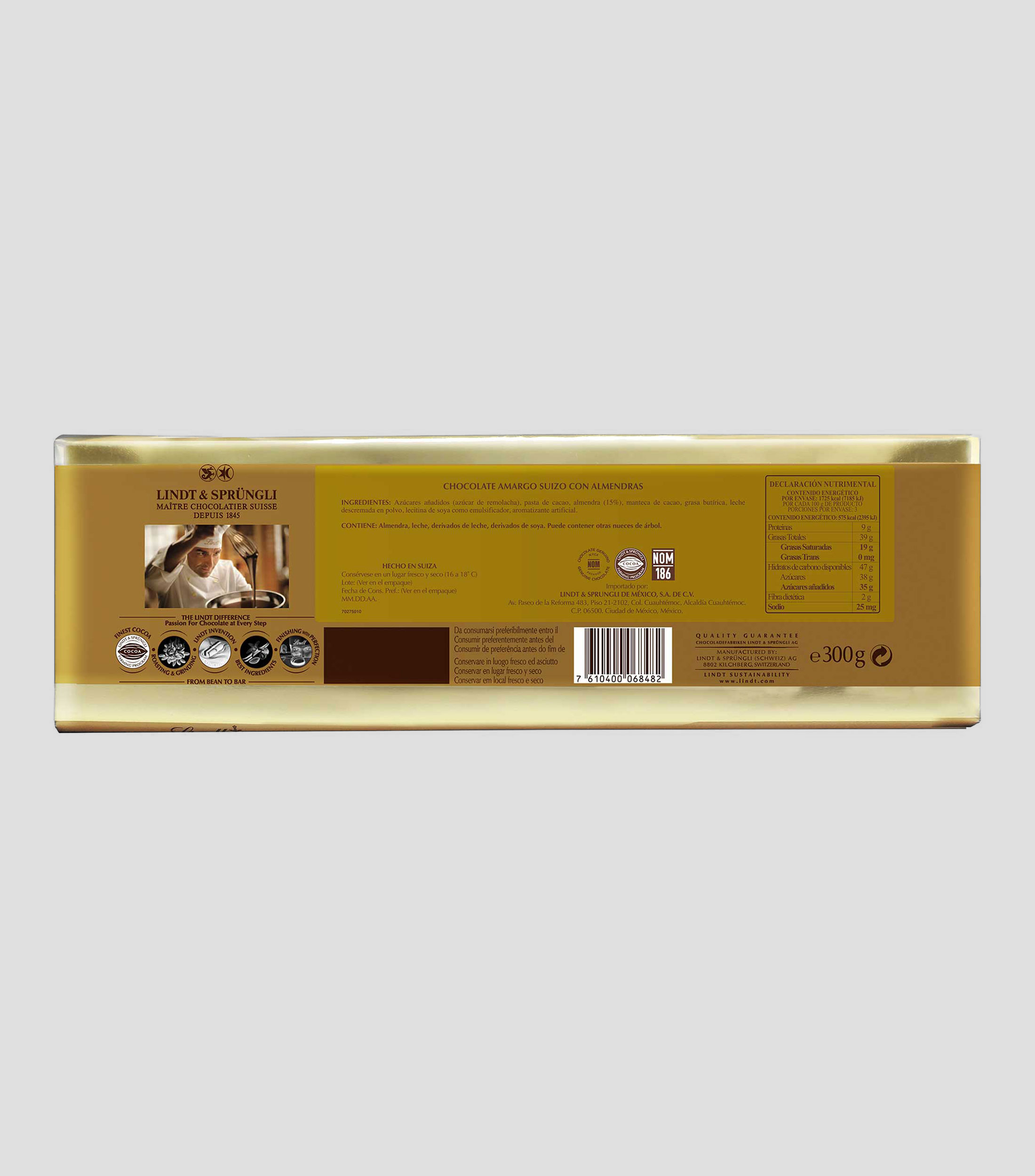 Chocolate Amargo Suizo con Almendra, 300 gr