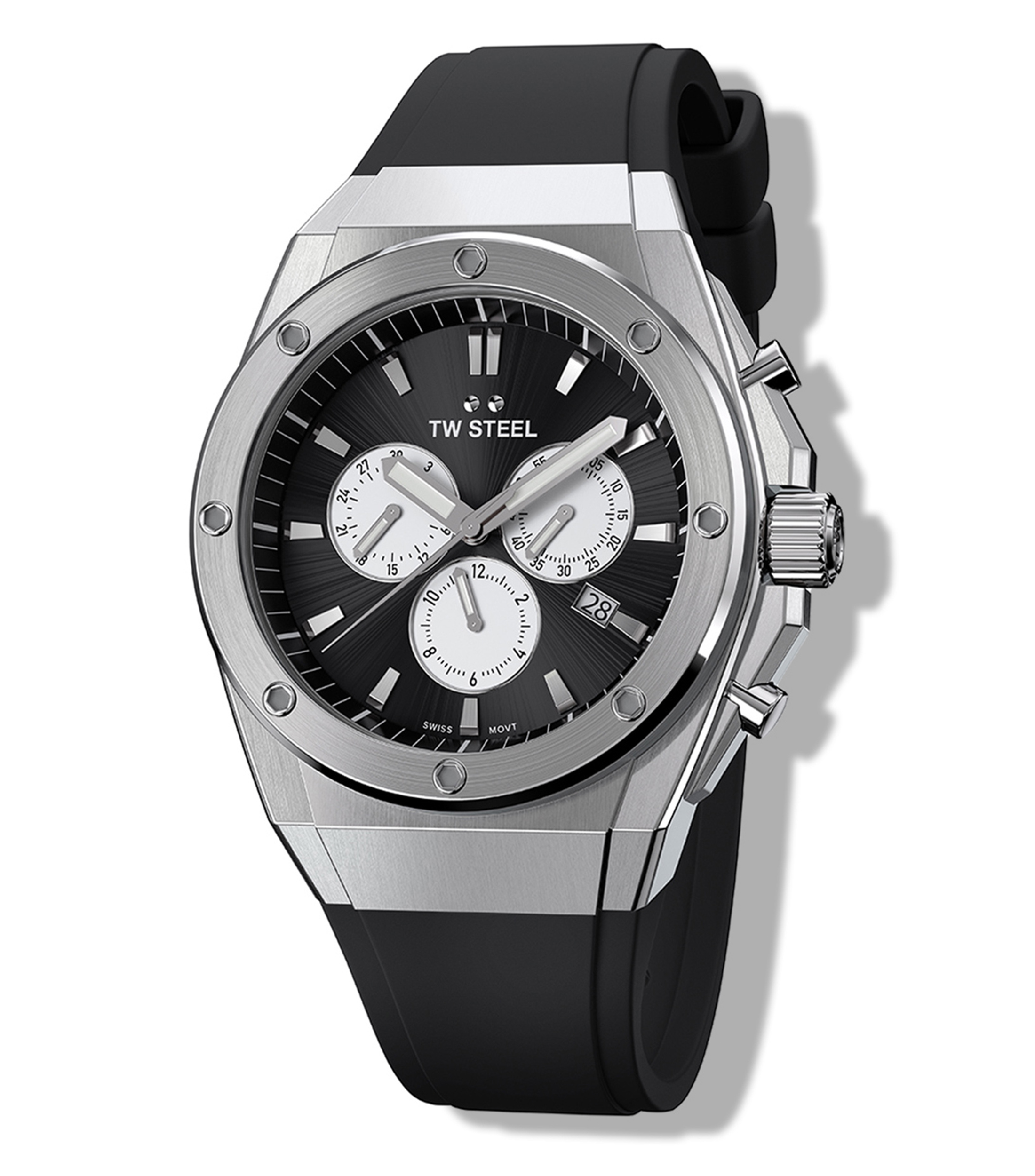 TW Steel CEO Tech: Orologio Uomo Al Quarzo 44mm, Cassa Acciaio, Quadrante Blu E Cinturino Pelle Marrone
