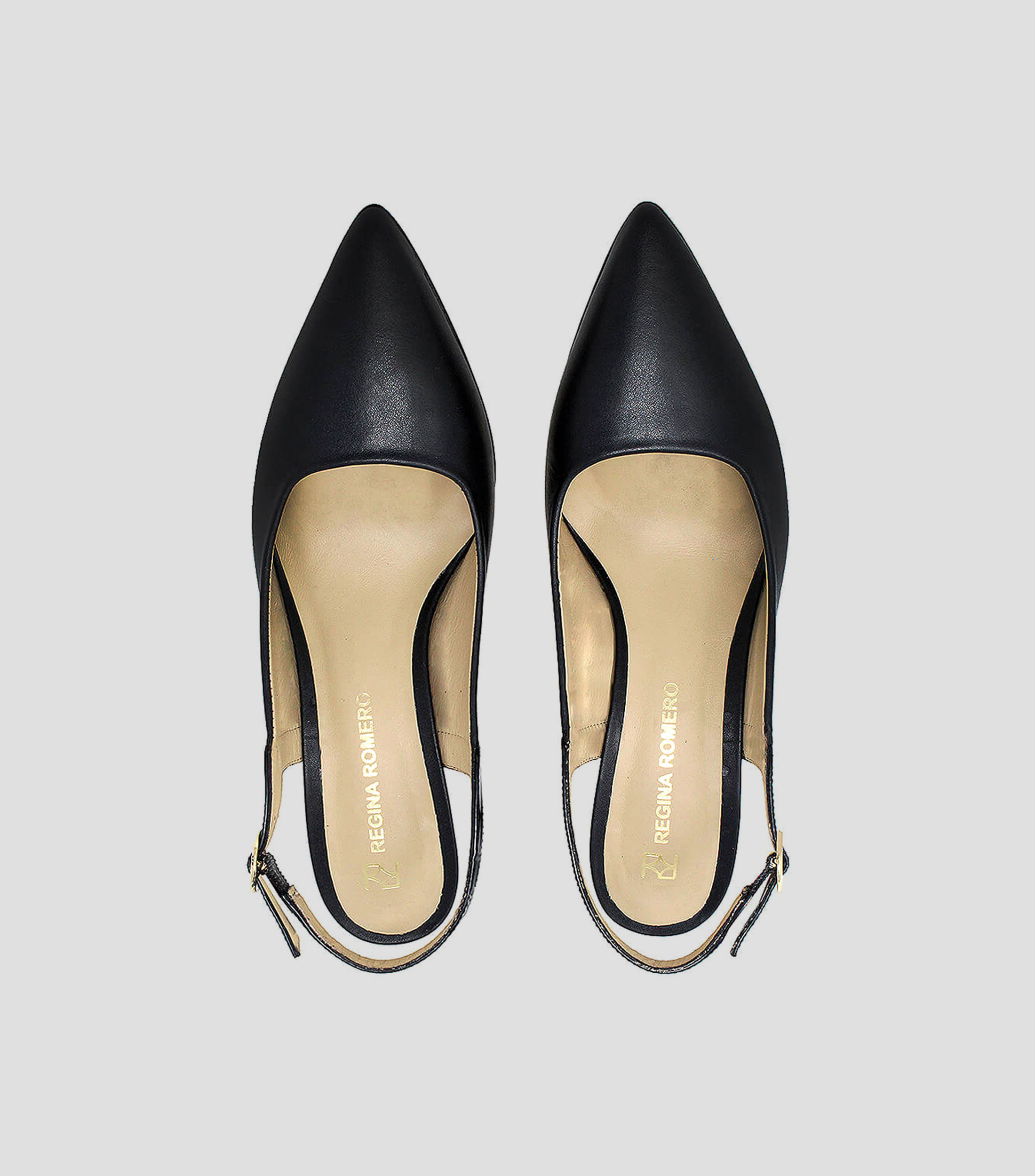Zapatillas slingback con tacón bajo en triángulo Mujer