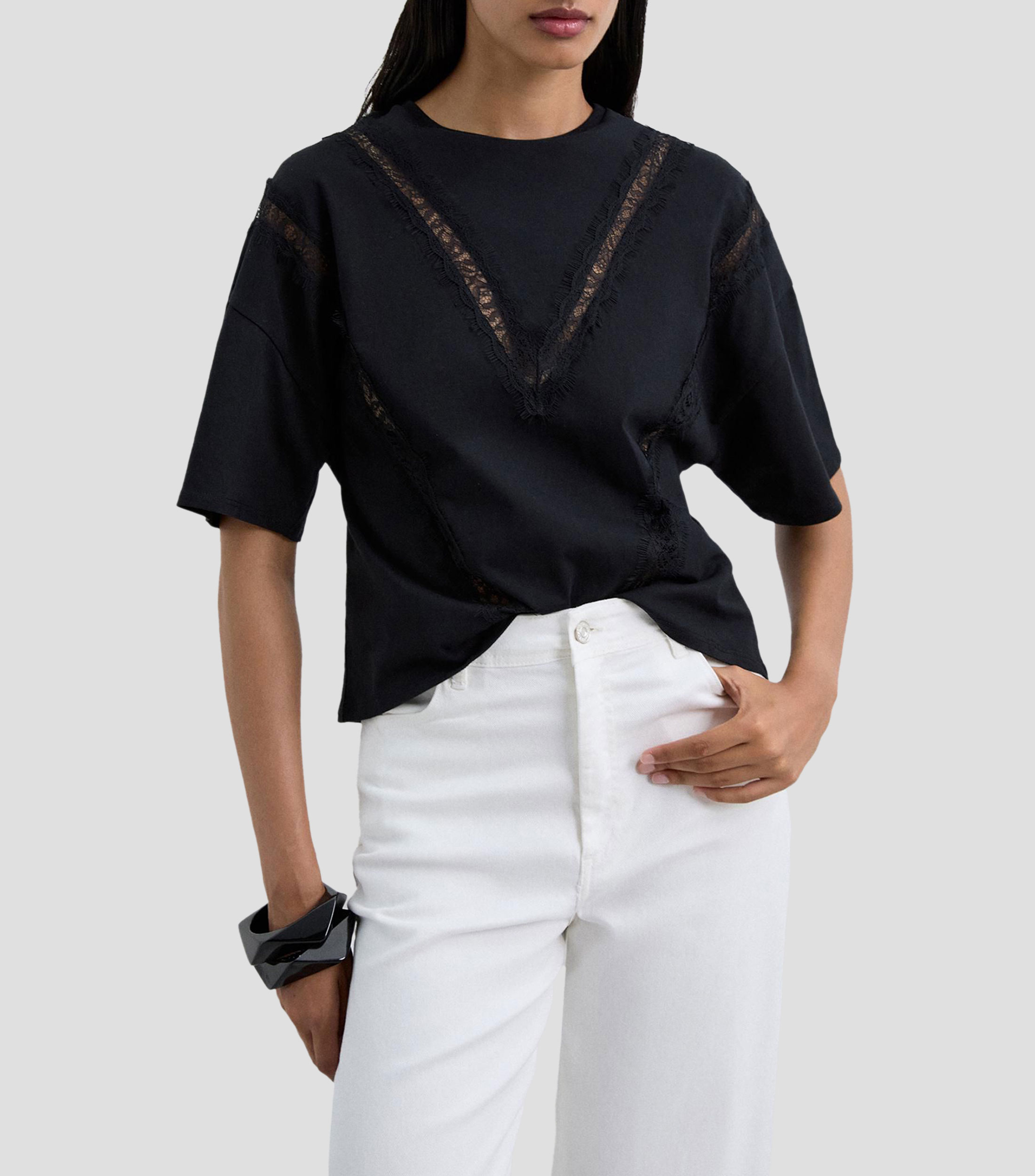 Playera cuello redondo manga corta lisa Mujer