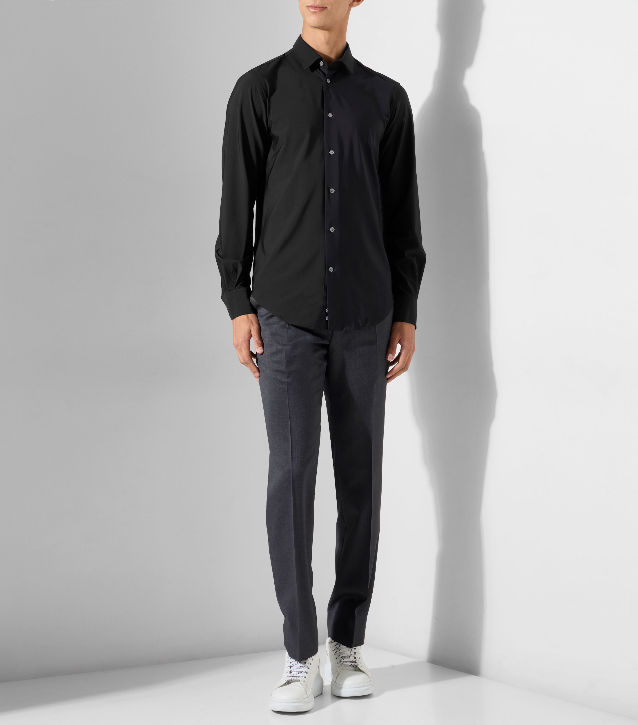 Camisa lisa con manga larga Hombre