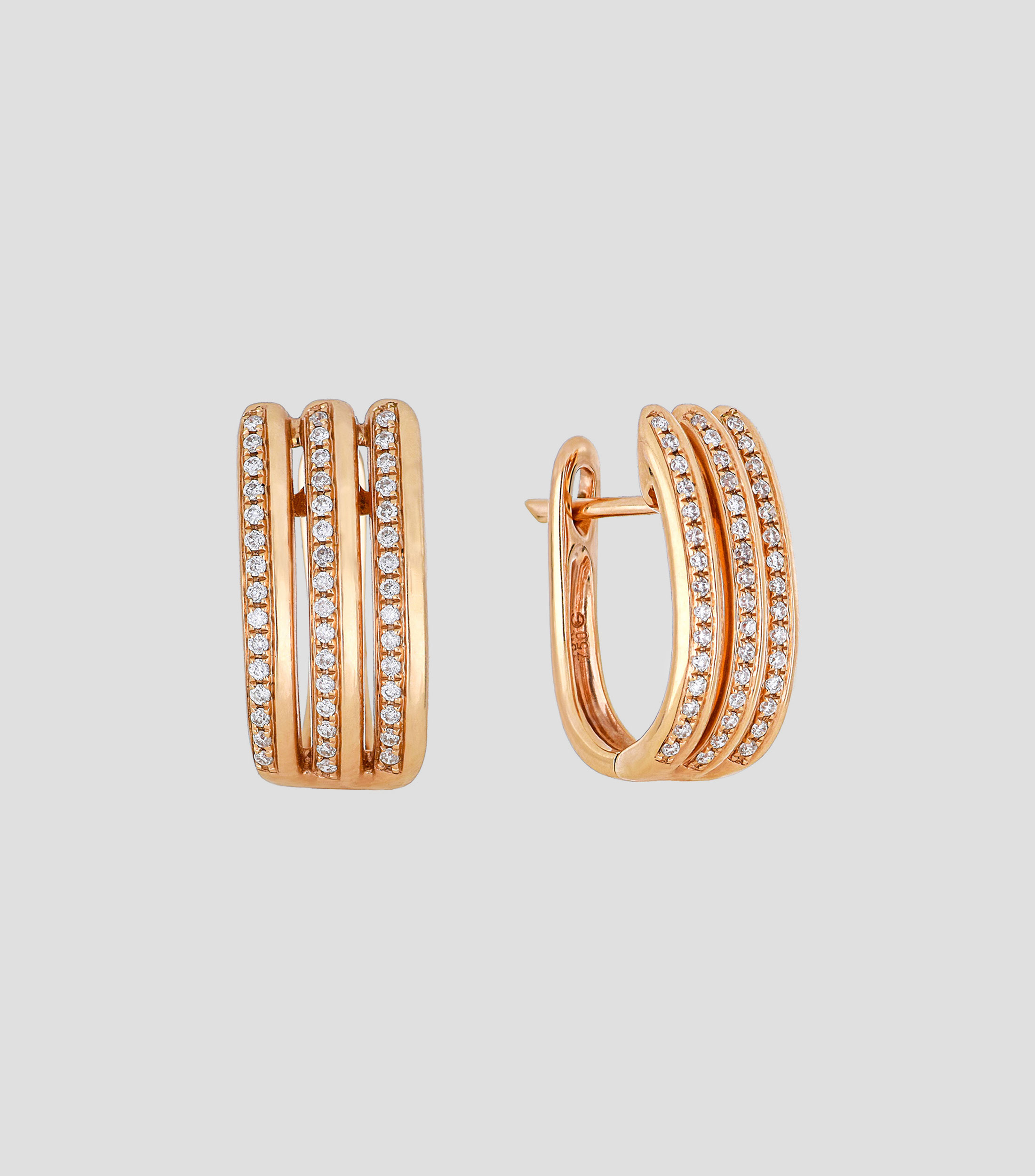 Set de anillo y aretes en oro rosa de 14 Kts Mujer