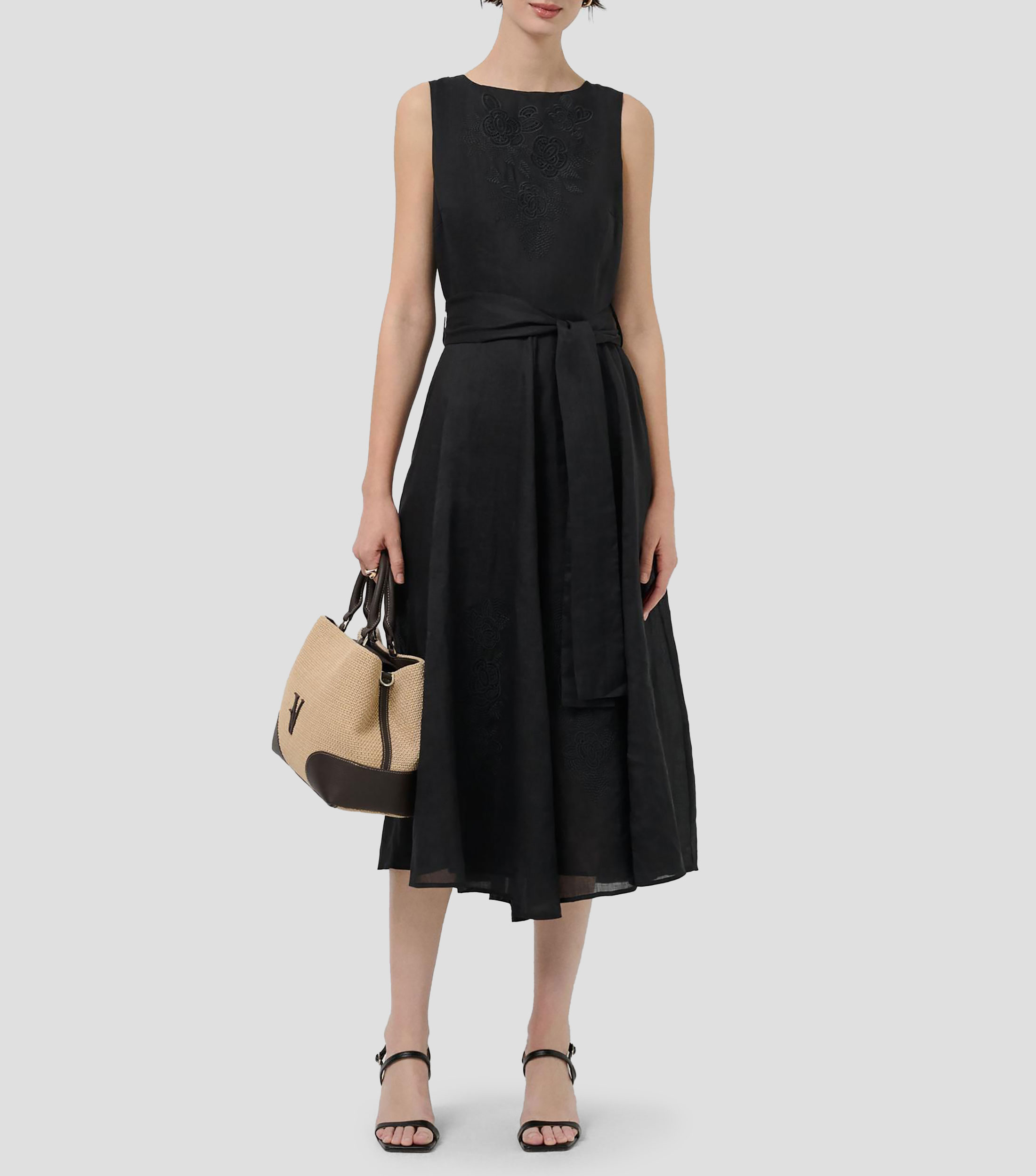 Vestido midi liso Mujer