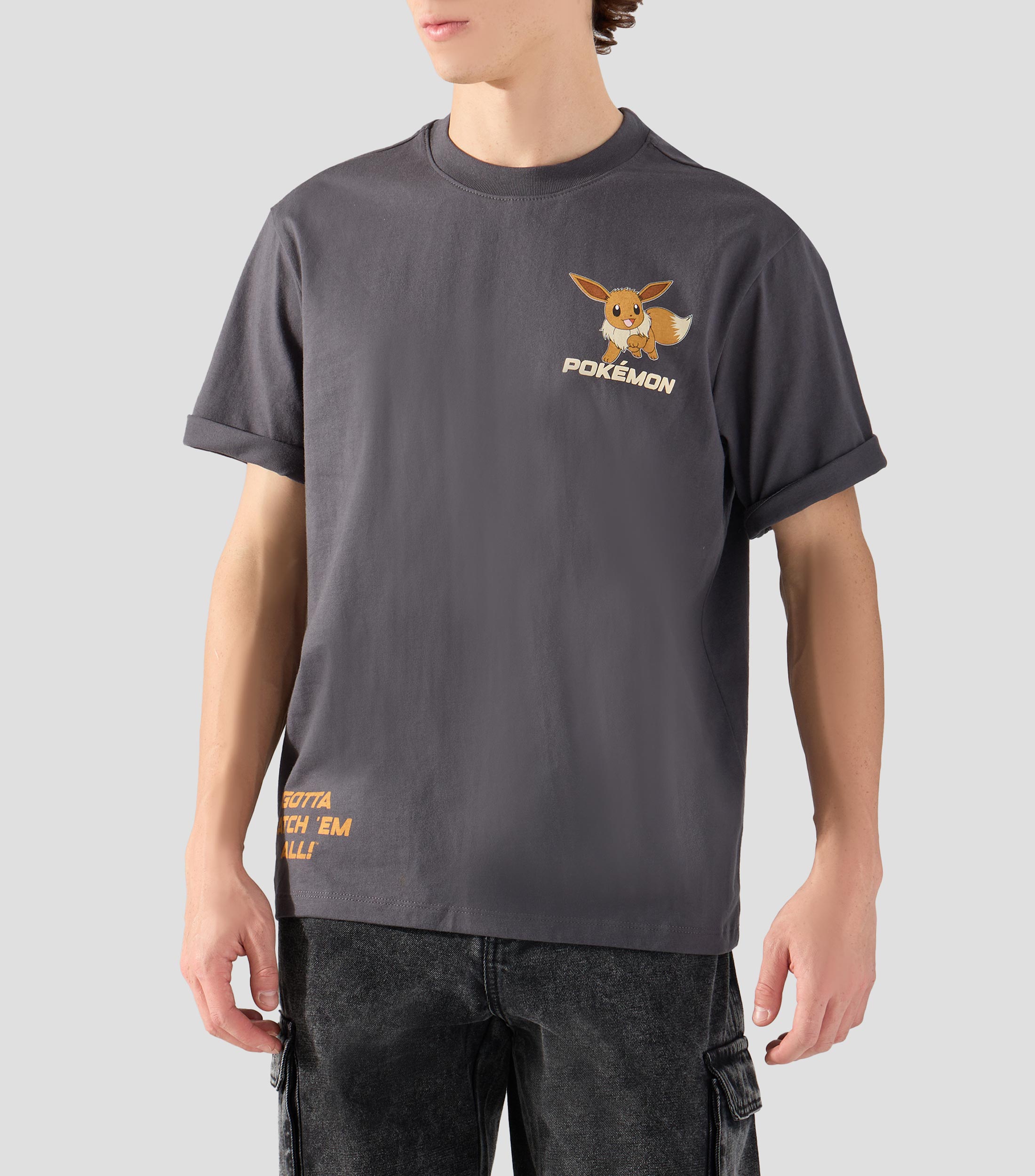 Playera de cuello redondo con manga corta estampada Hombre