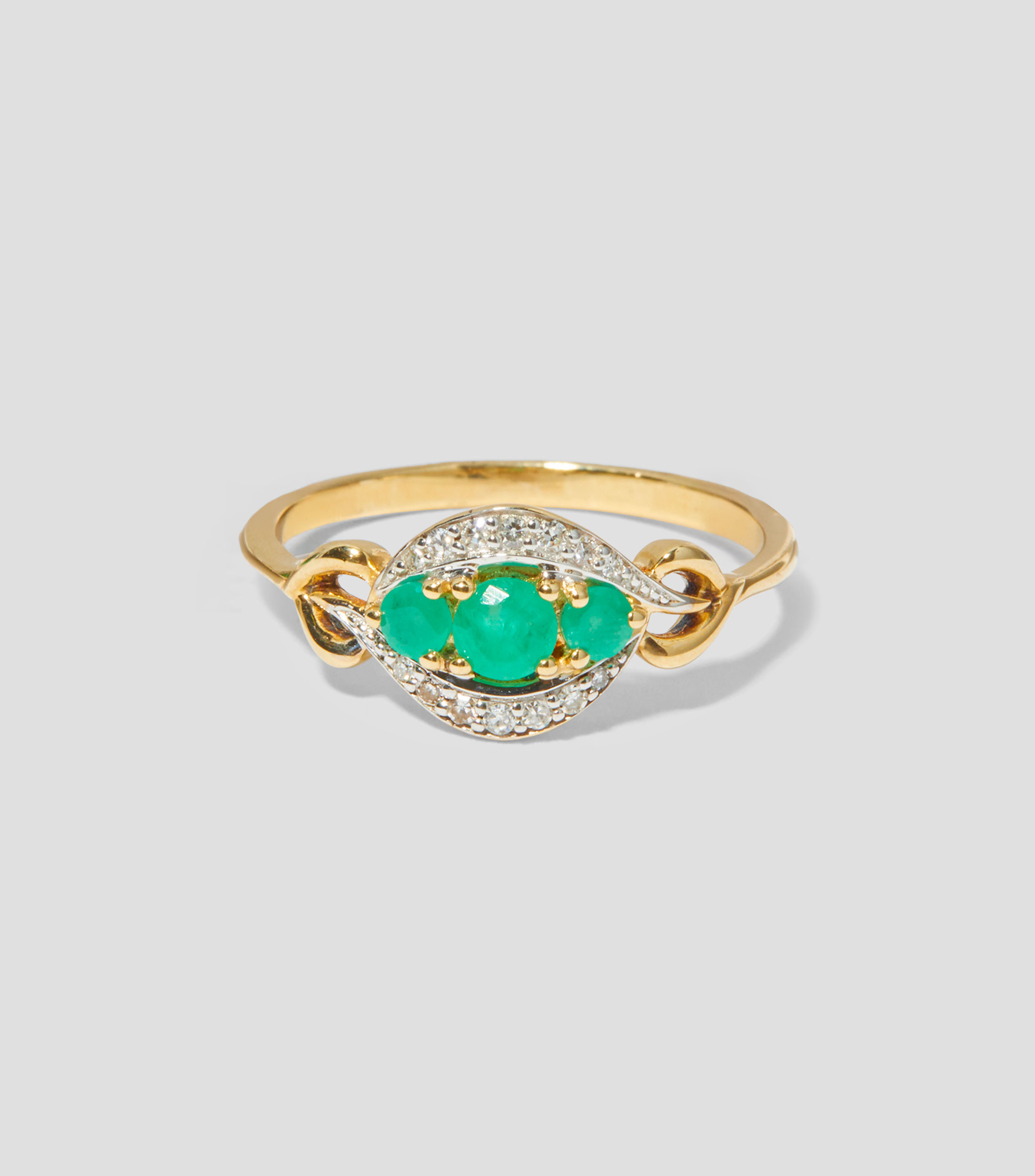 Anillo en oro de 14 kilates con esmeralda Mujer