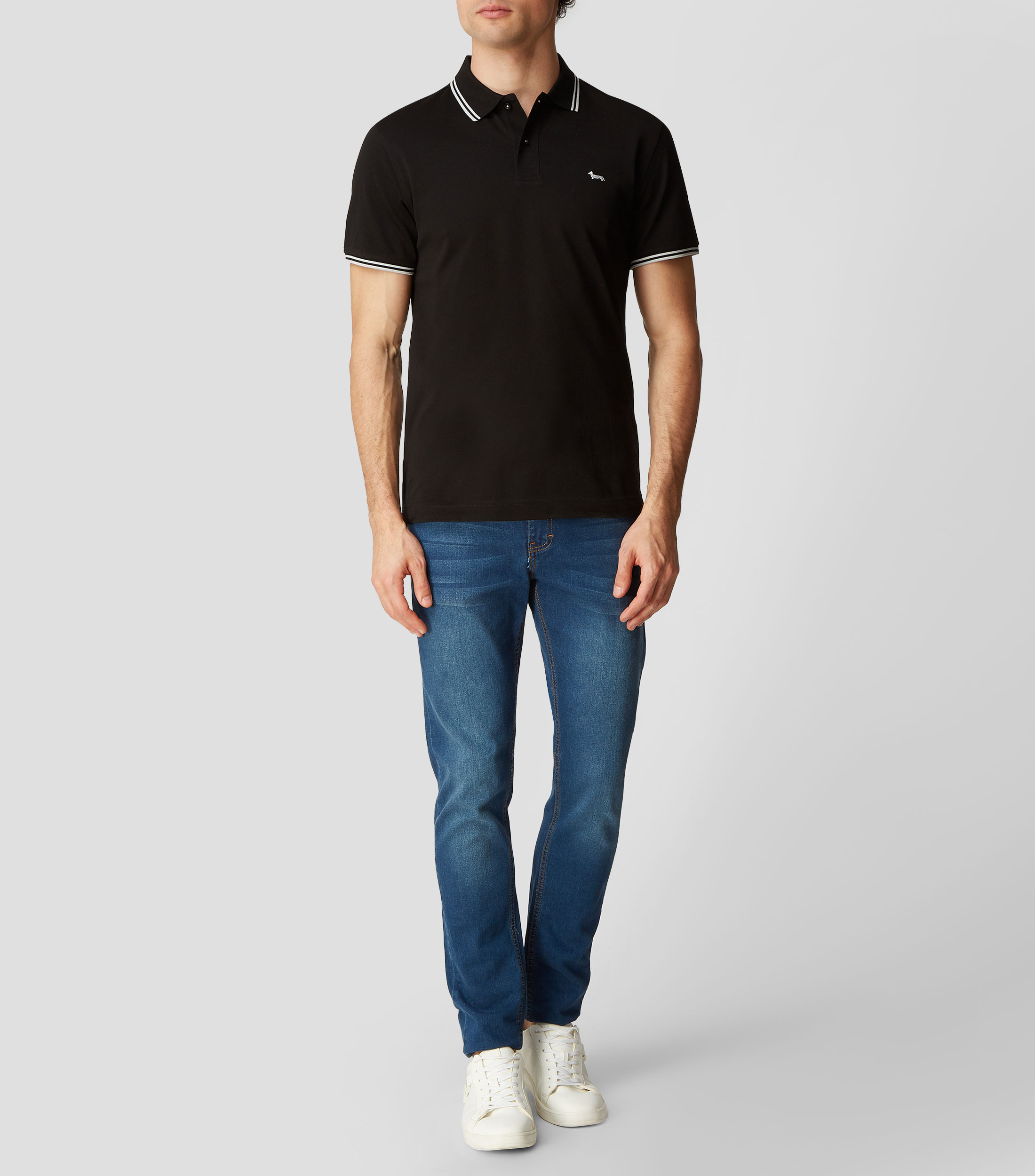 Playera tipo Polo lisa de manga corta Hombre