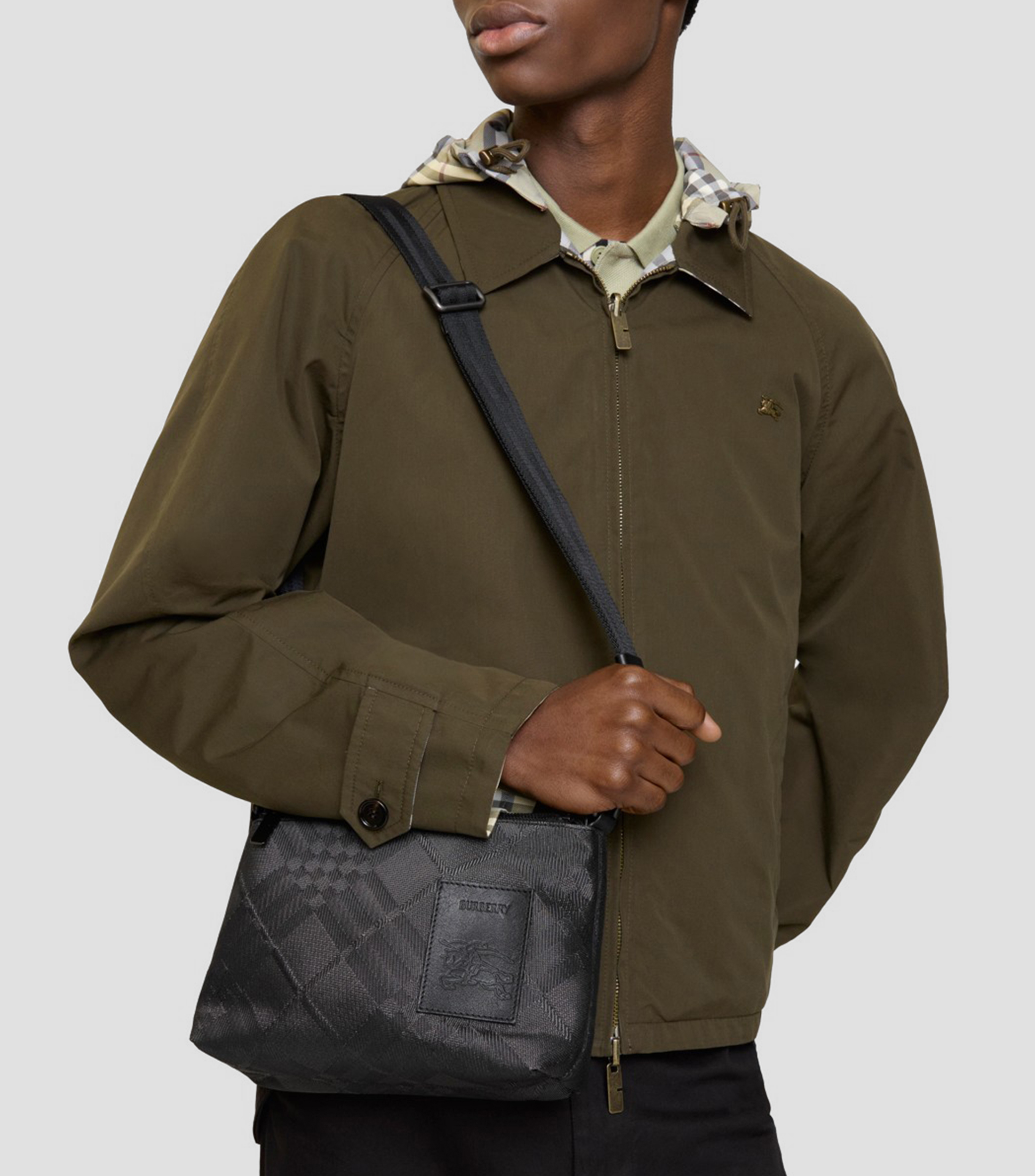 Bolsa crossbody con cuadros Mujer