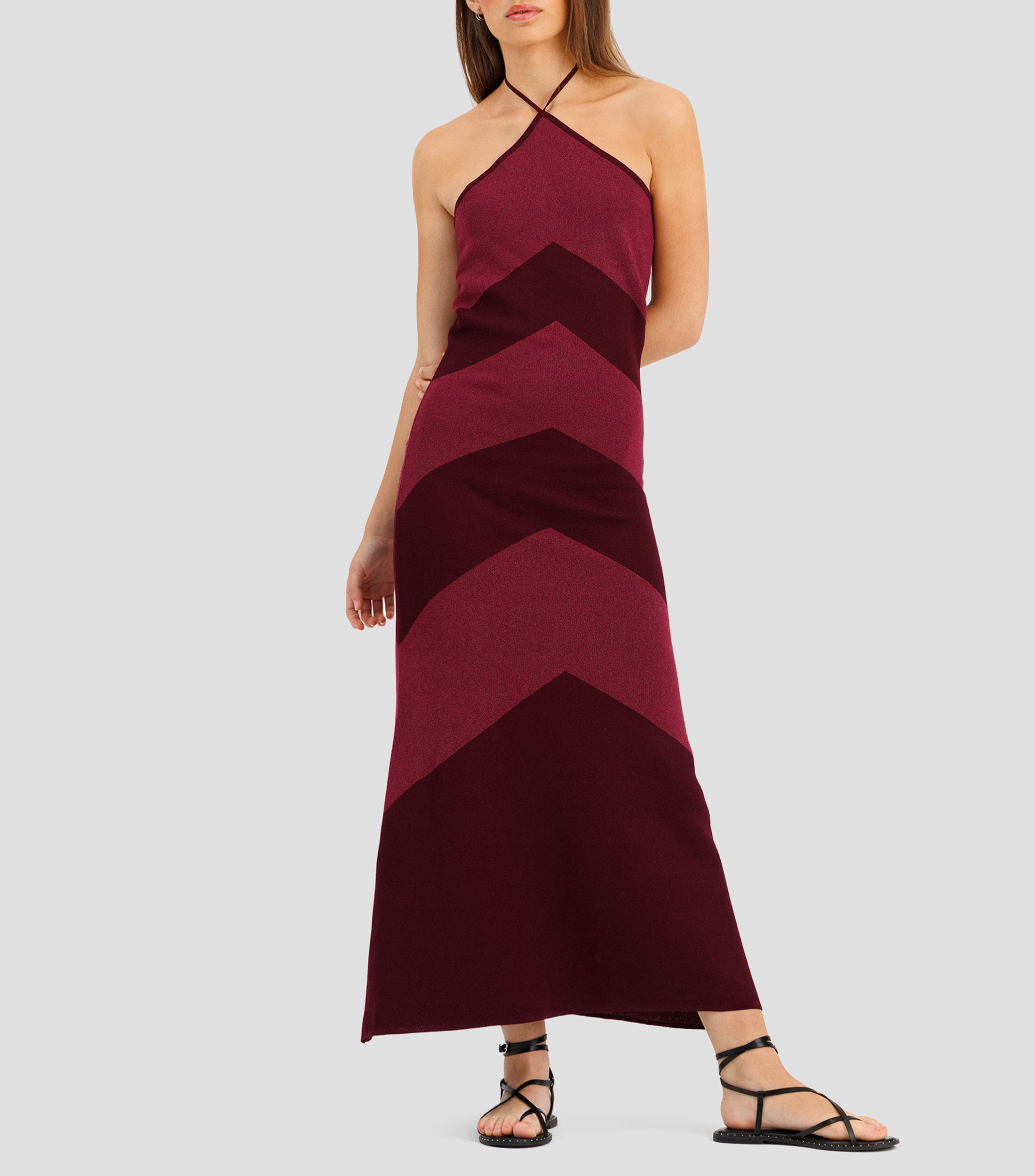 Vestido largo rayas Mujer
